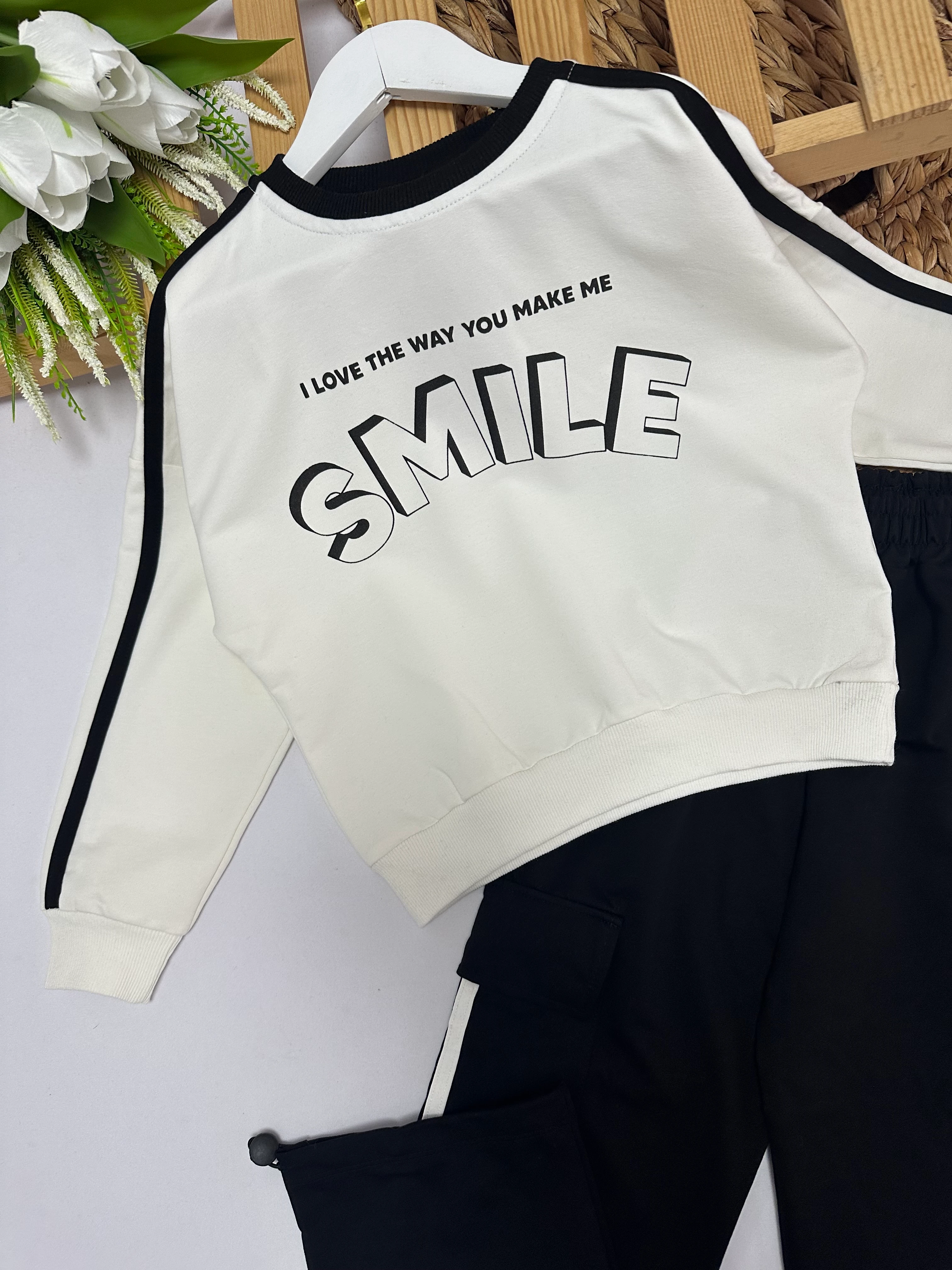 Kız Çocuk Siyah Smile Takım