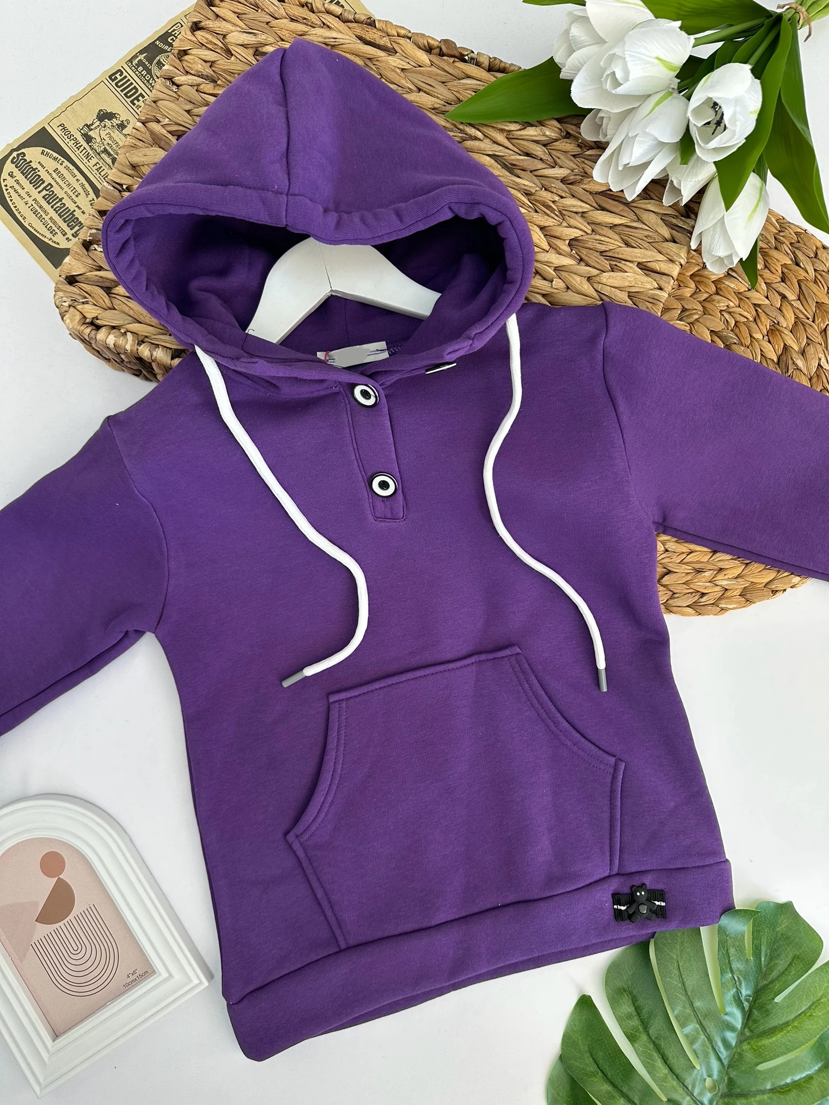 Kız Çocuk Mor Kanguru Cep Sweat