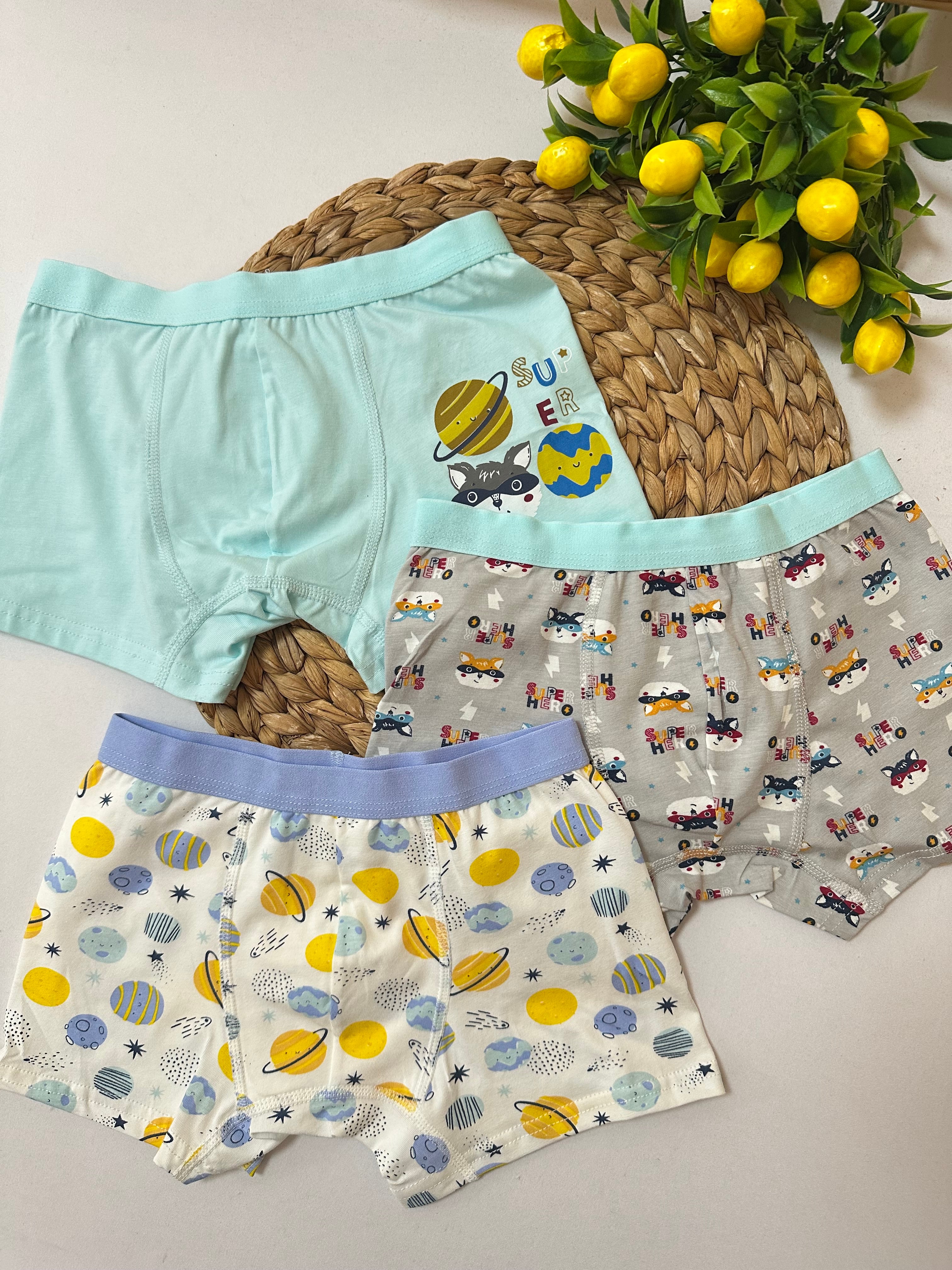Erkek Çocuk Gezegen Desenli 3’lü Boxer Set