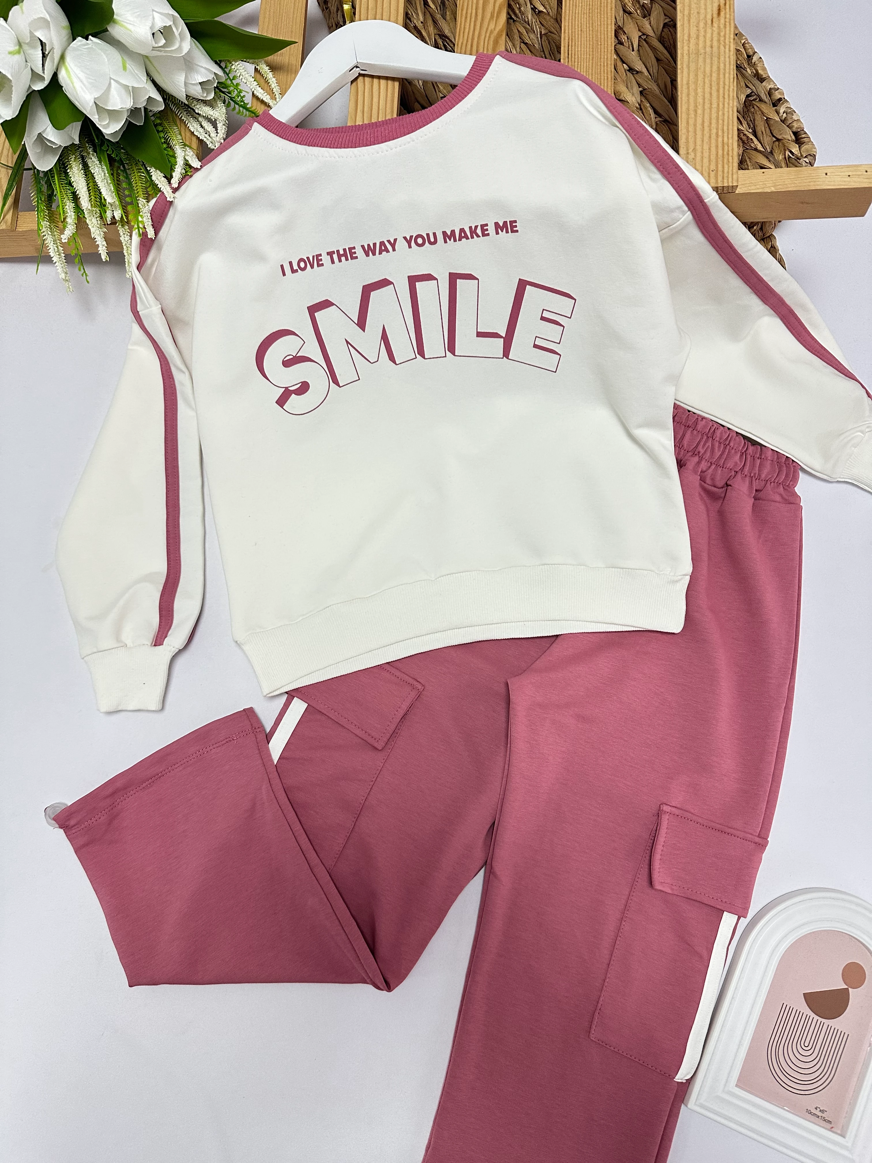 Kız Çocuk Gül Kurusu Smile Takım