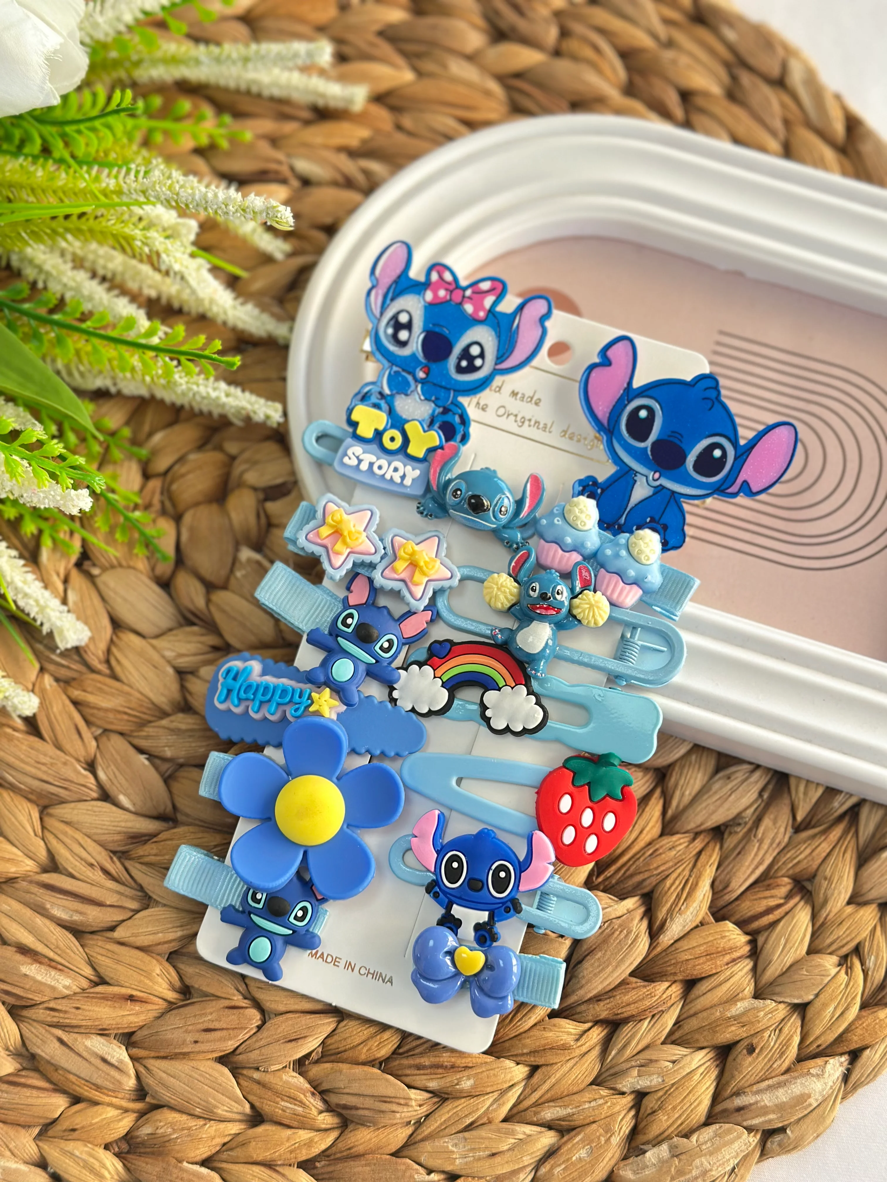 TOKIMEKI T-SHIRTS COLLECTION (雑貨)セット Mavi Çilekli Stitch Toka Seti