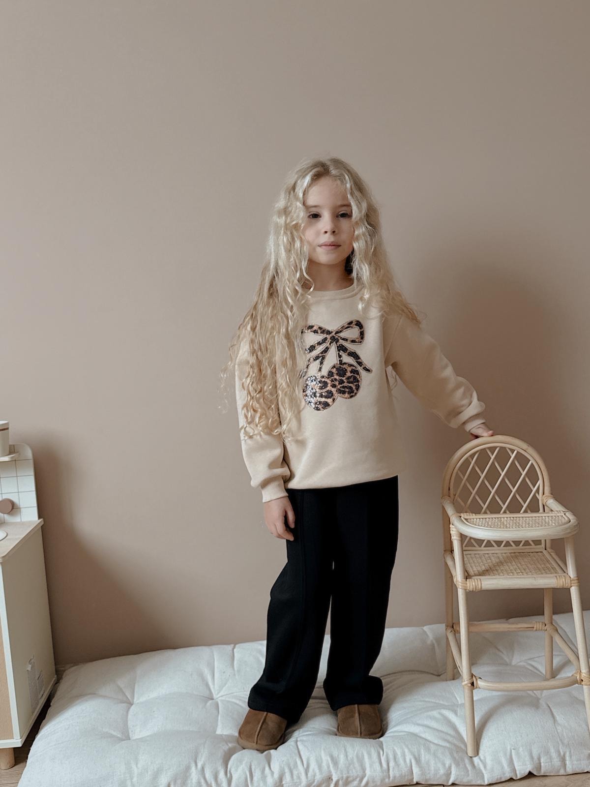 Kız Çocuk Ekru Kurdele Kiraz Desenli 2'li Takım