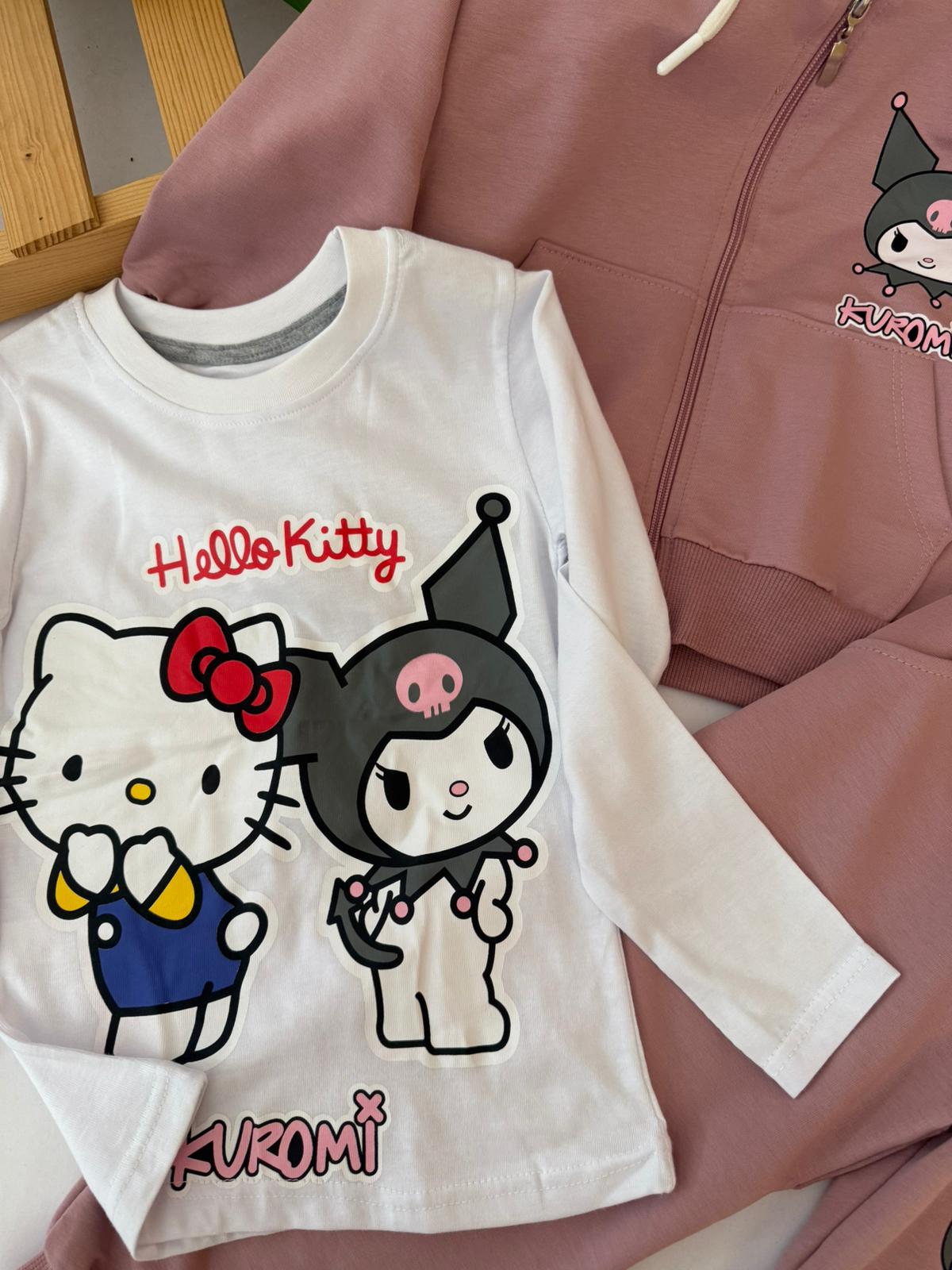 Kız Çocuk Mürdüm Kuromi 3 lü Takım 