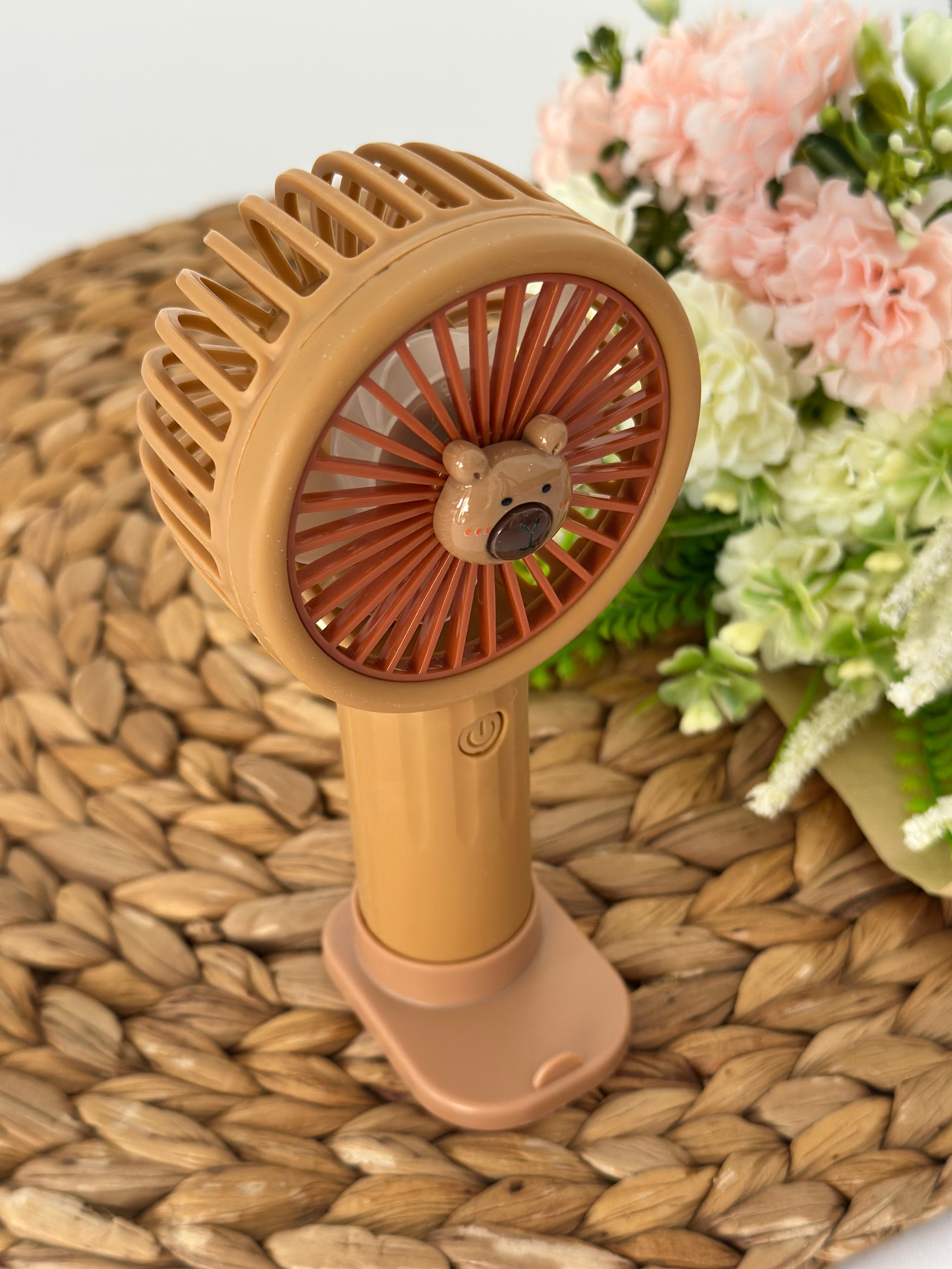 Kapibara Kahve Şarjlı Mini Fan