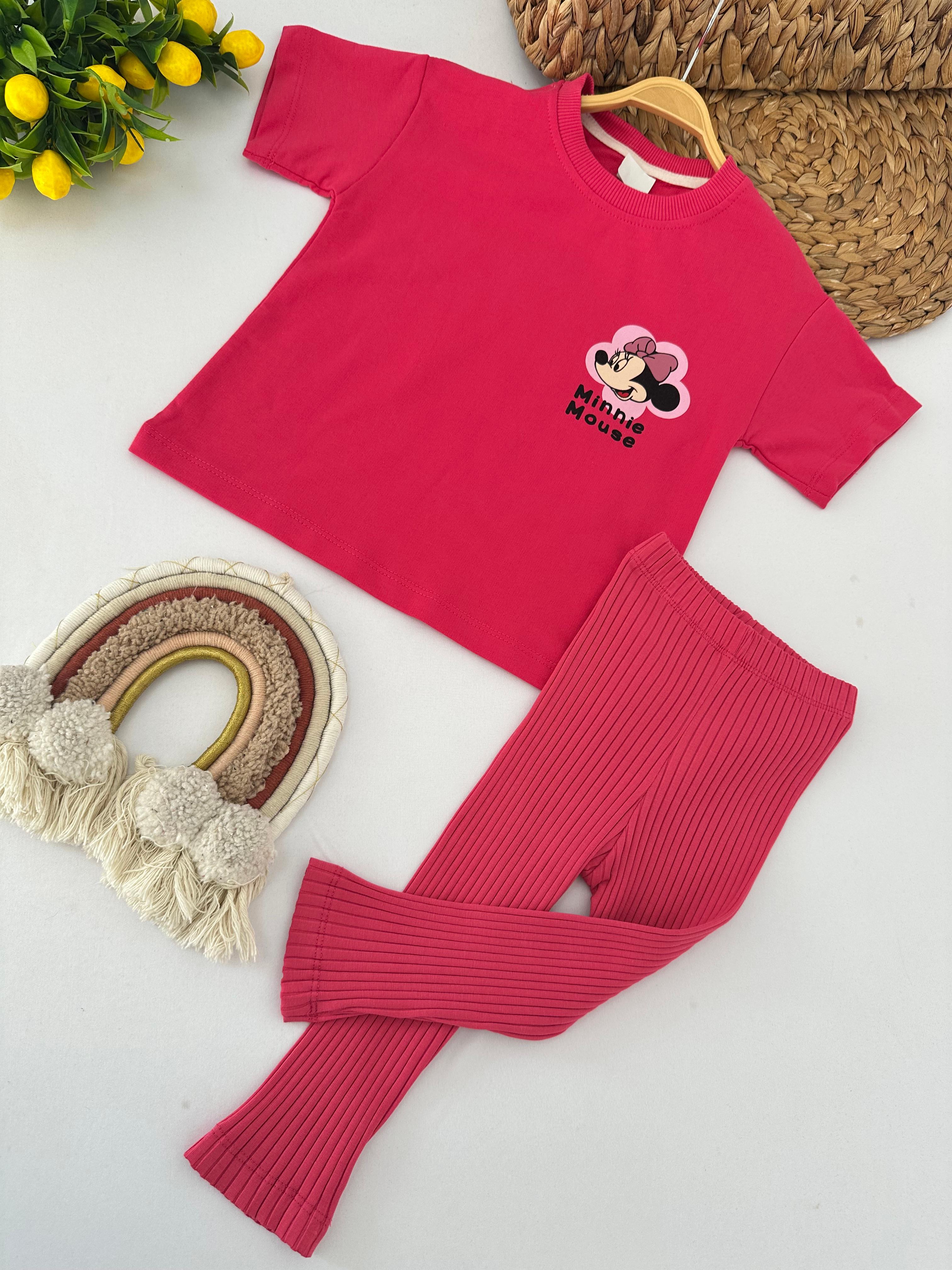 Kız Çocuk Fuşya Taytlı Minnie Takım