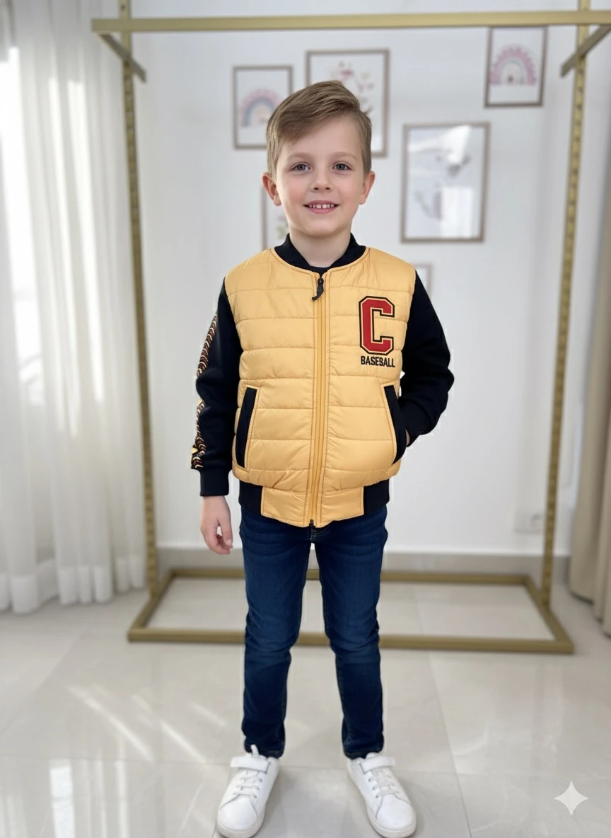 Erkek Çocuk Sarı Şişme Mont Ceket