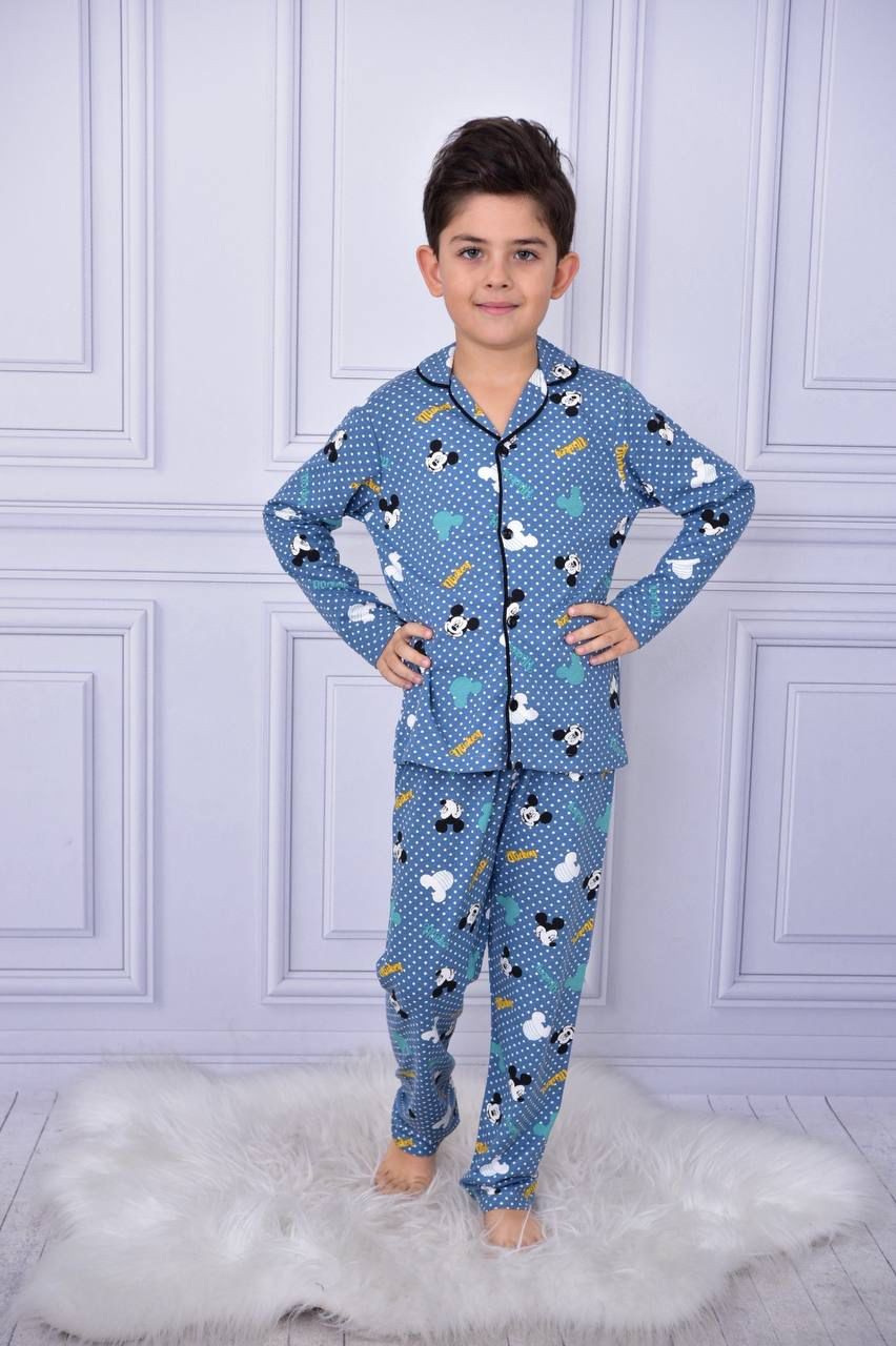 Erkek Çocuk Benekli Mickey Pijama Takım