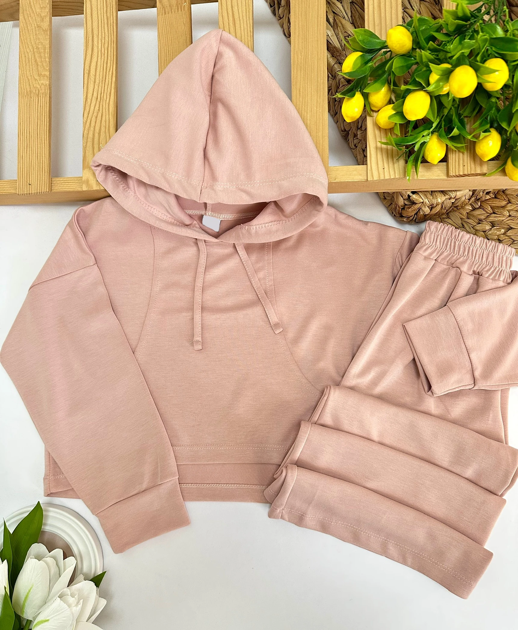 Kız Çocuk Pudra Oysho Kapüşonlu Takım