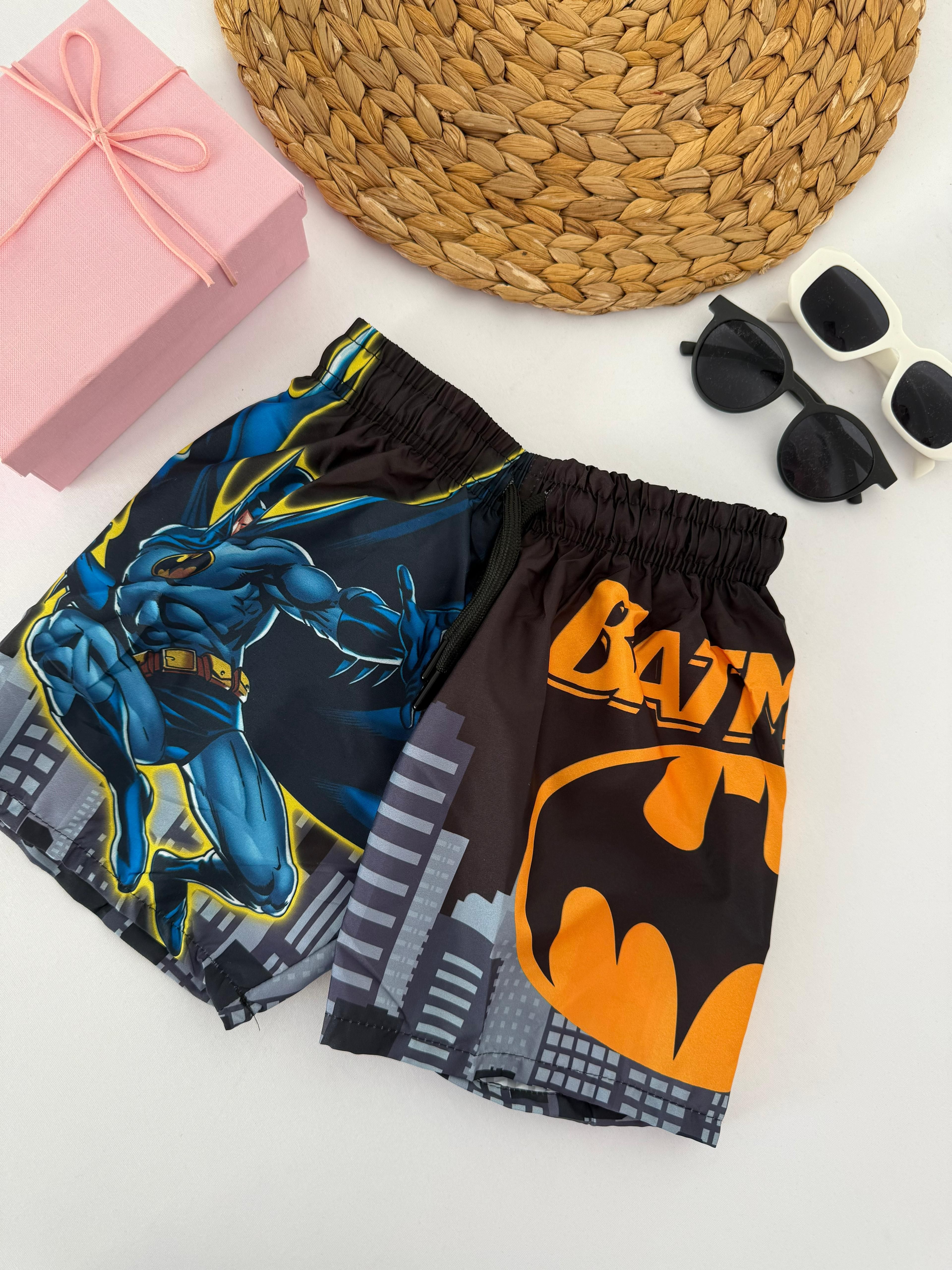 Erkek Çocuk Siyah Batman Deniz Şortu