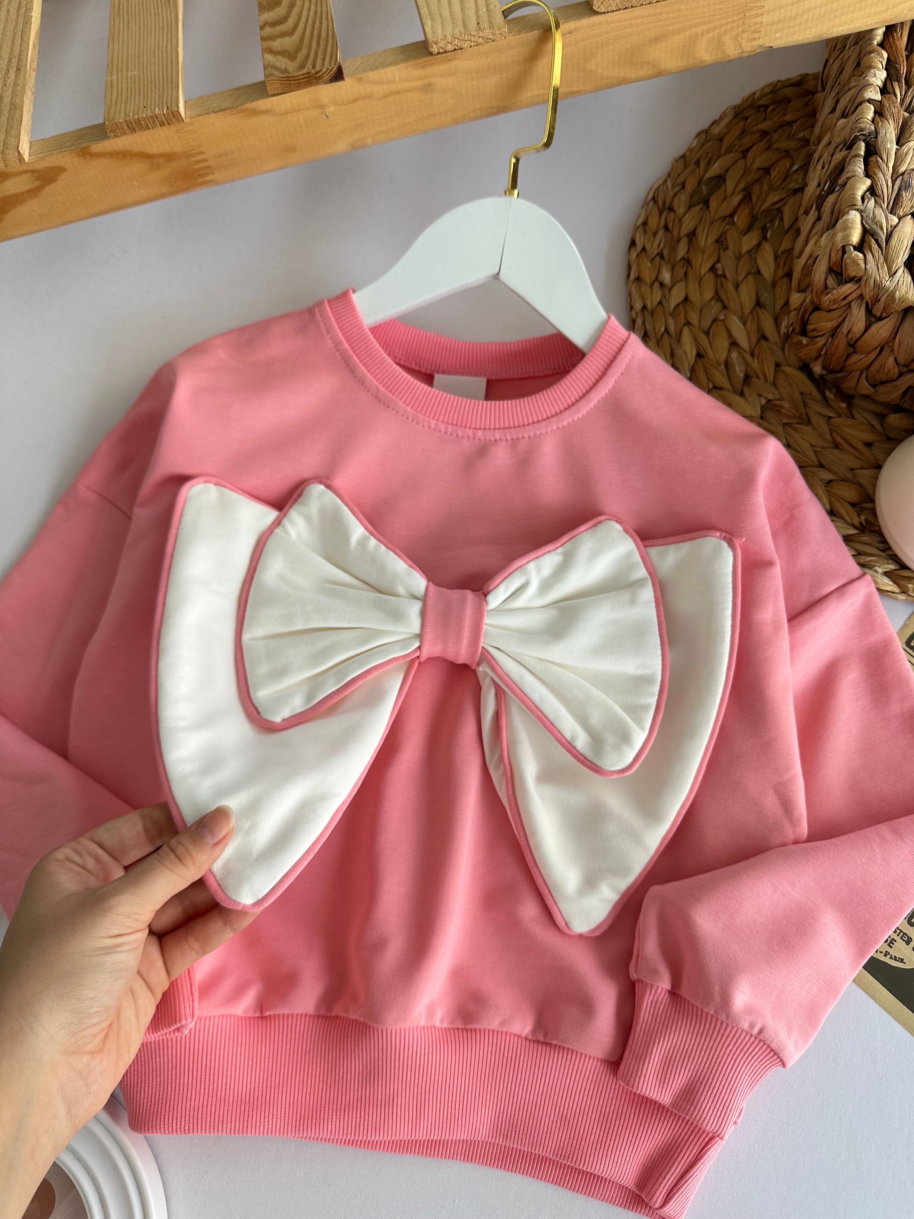 Kız Çocuk Pembe Büyük Fiyonklu Takım