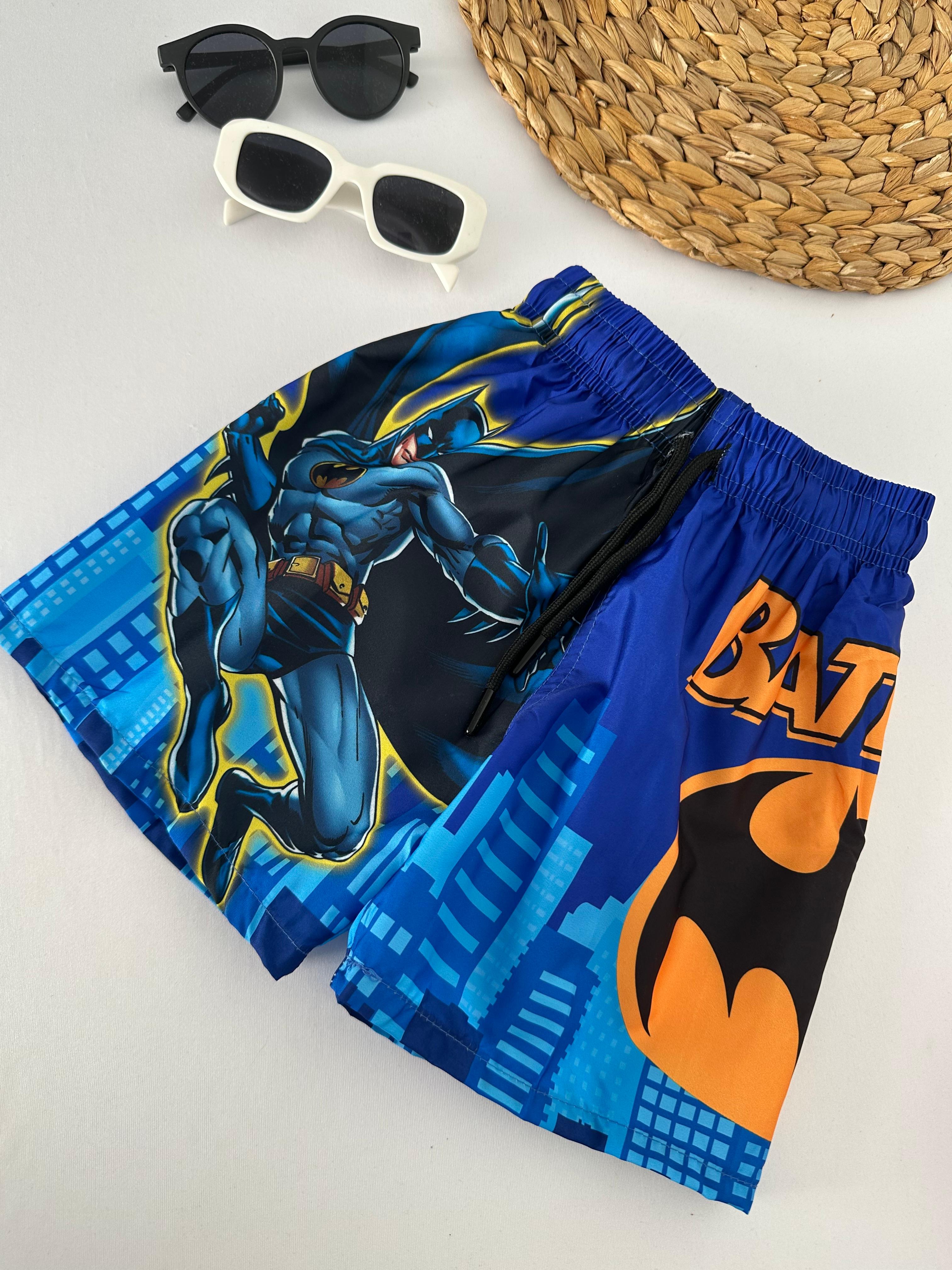 Erkek Çocuk Mavi Batman Deniz Şortu