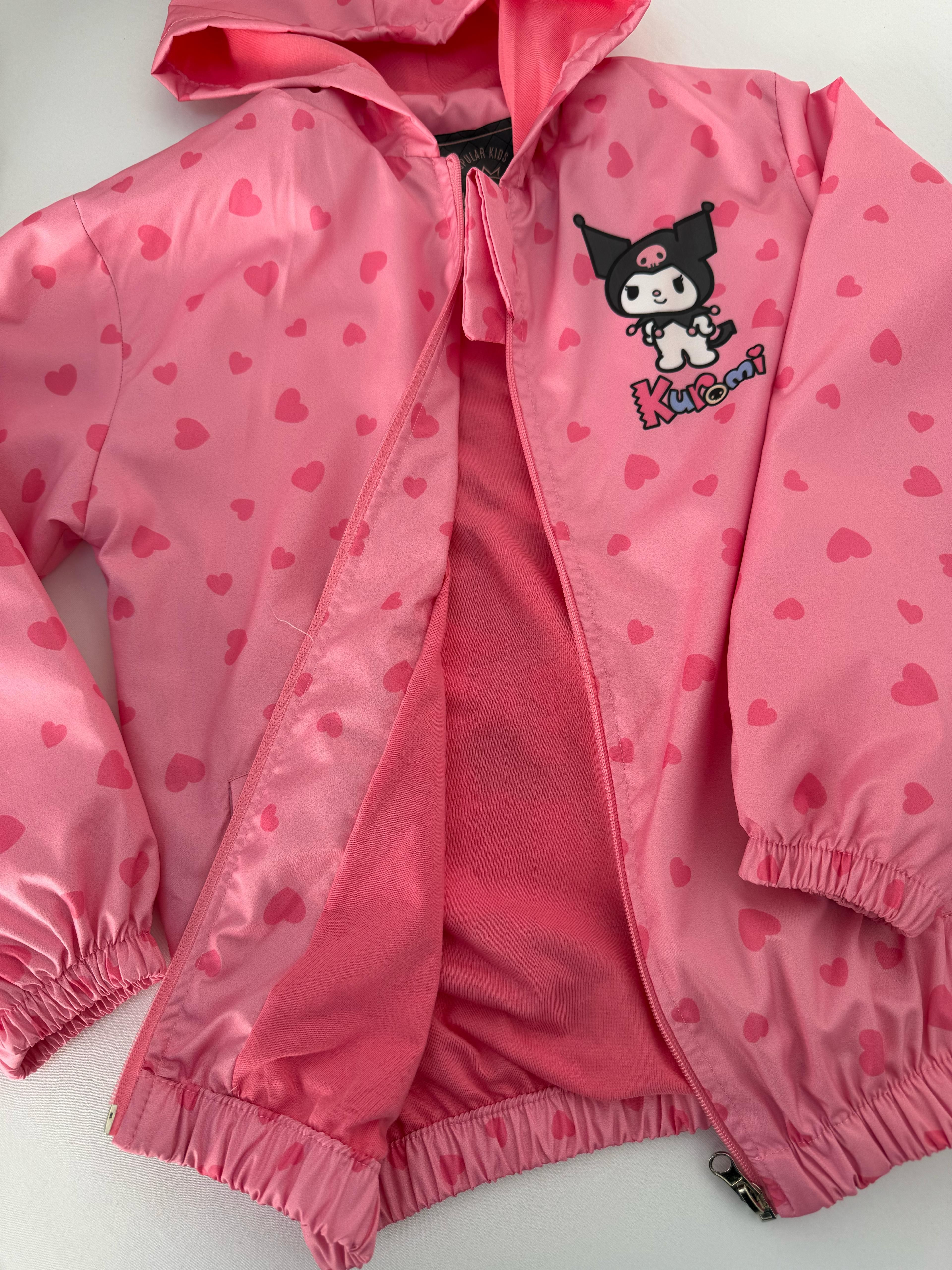 Kız Çocuk Pembe Kuromi Yağmurluk