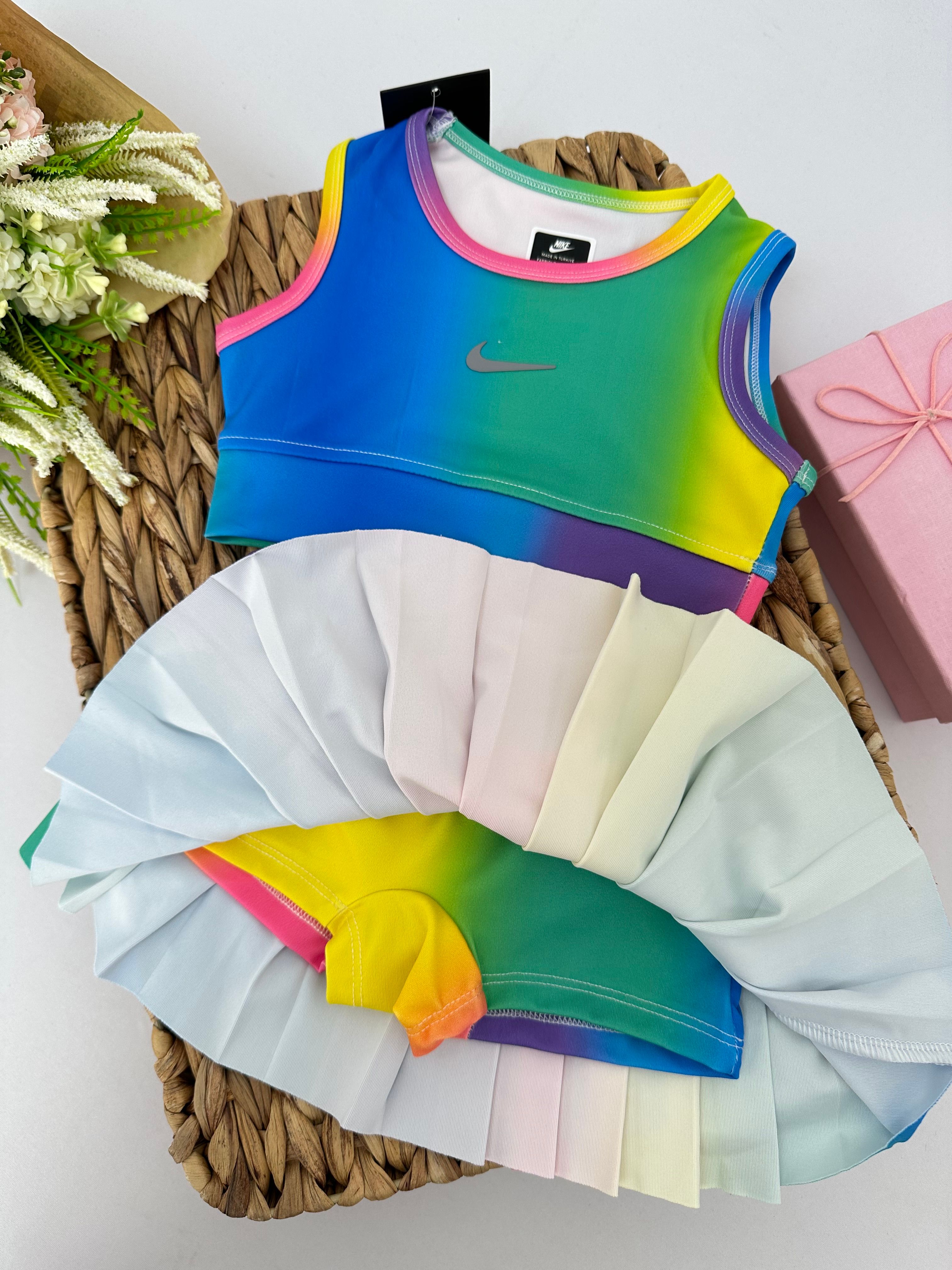 Gökkuşağı Renkli Nike Pro Crop Şort Etek Mayo
