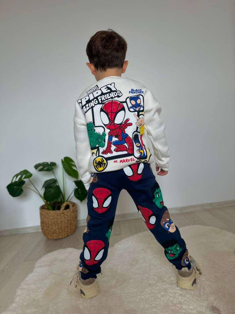 Erkek Çocuk Beyaz Spiderman Takım