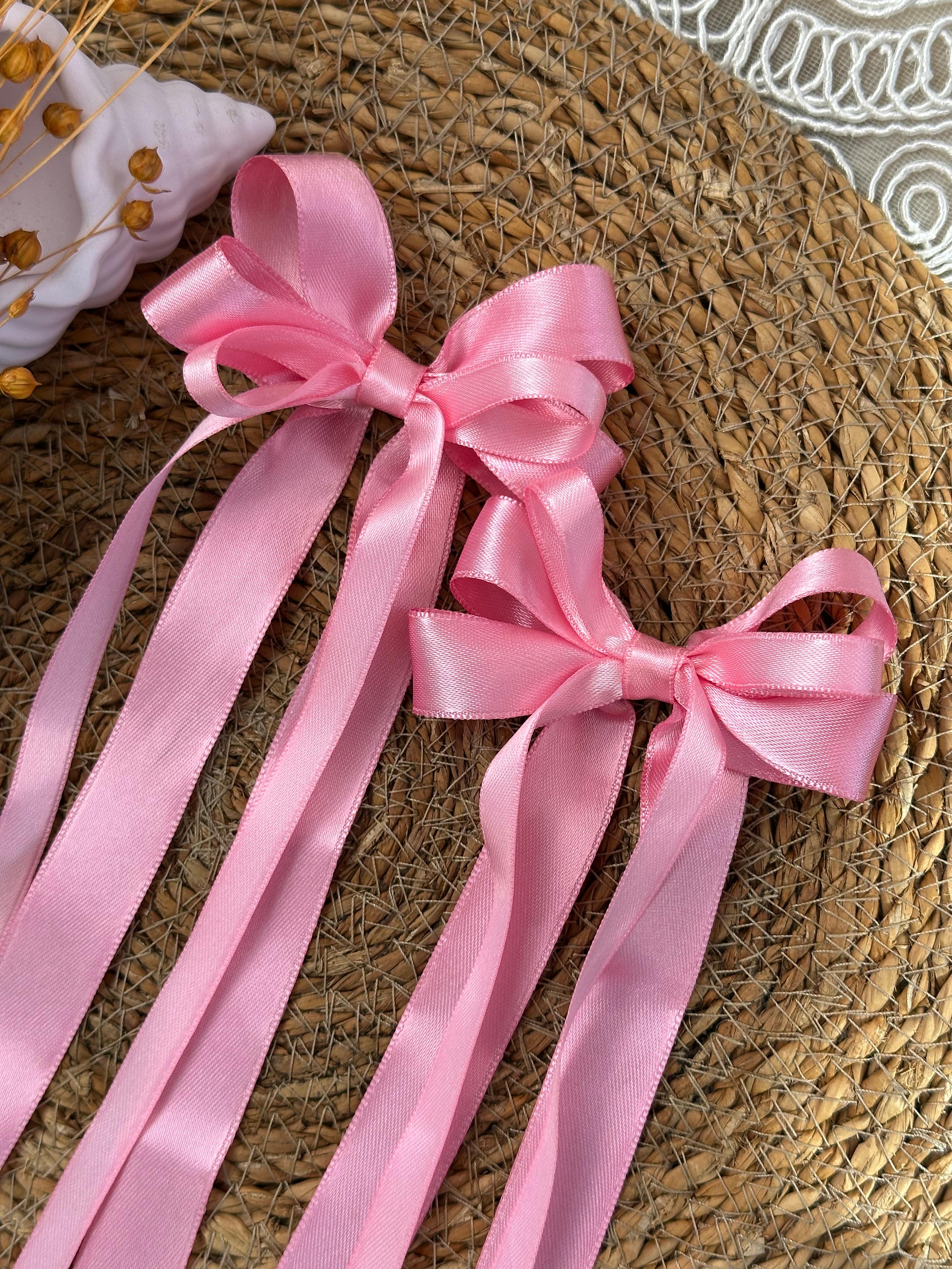 Pembe Fiyonklu Saten Kumaş 2’li Pens Toka