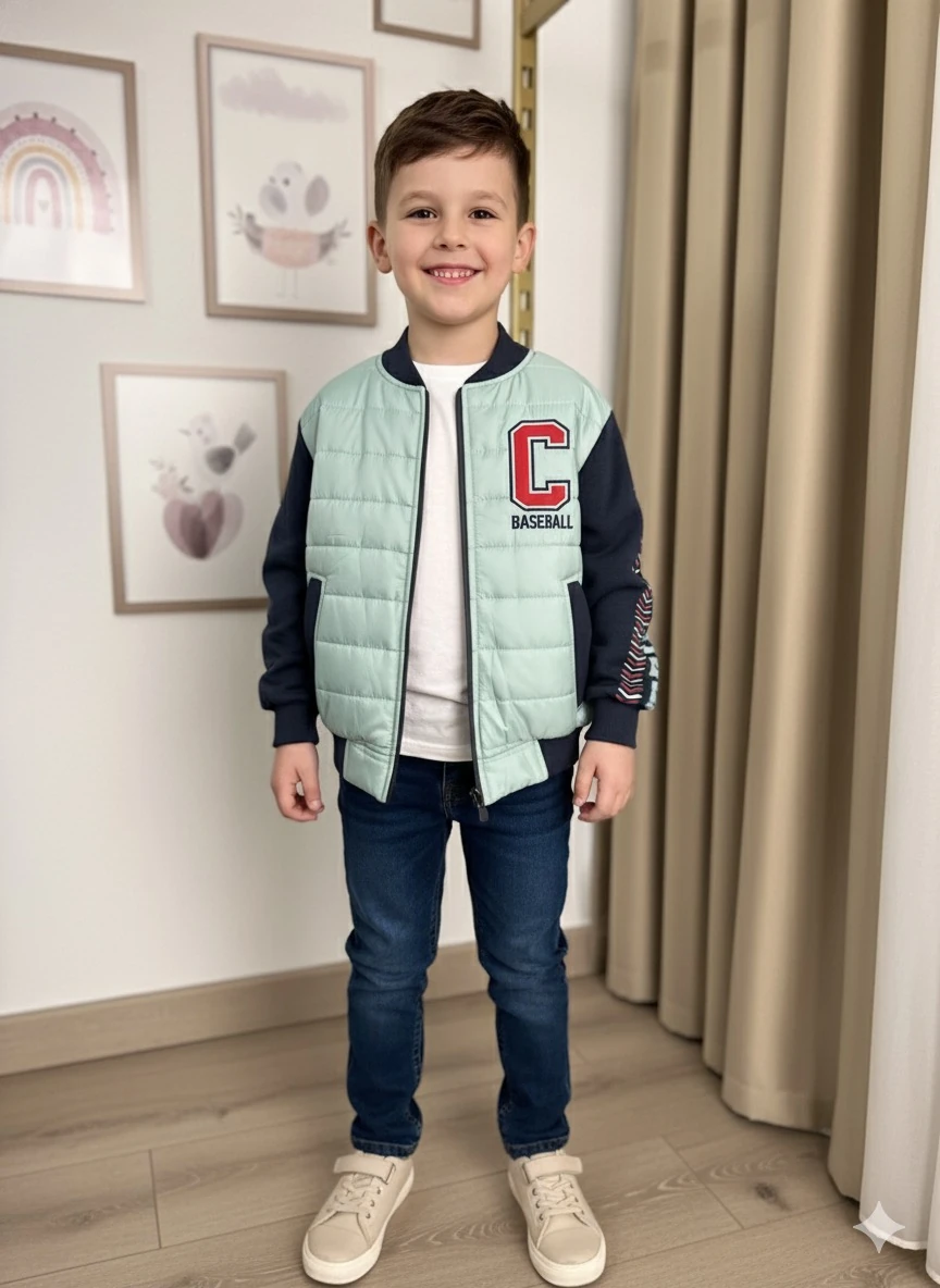 Erkek Çocuk Turkuaz Şişme Mont Ceket