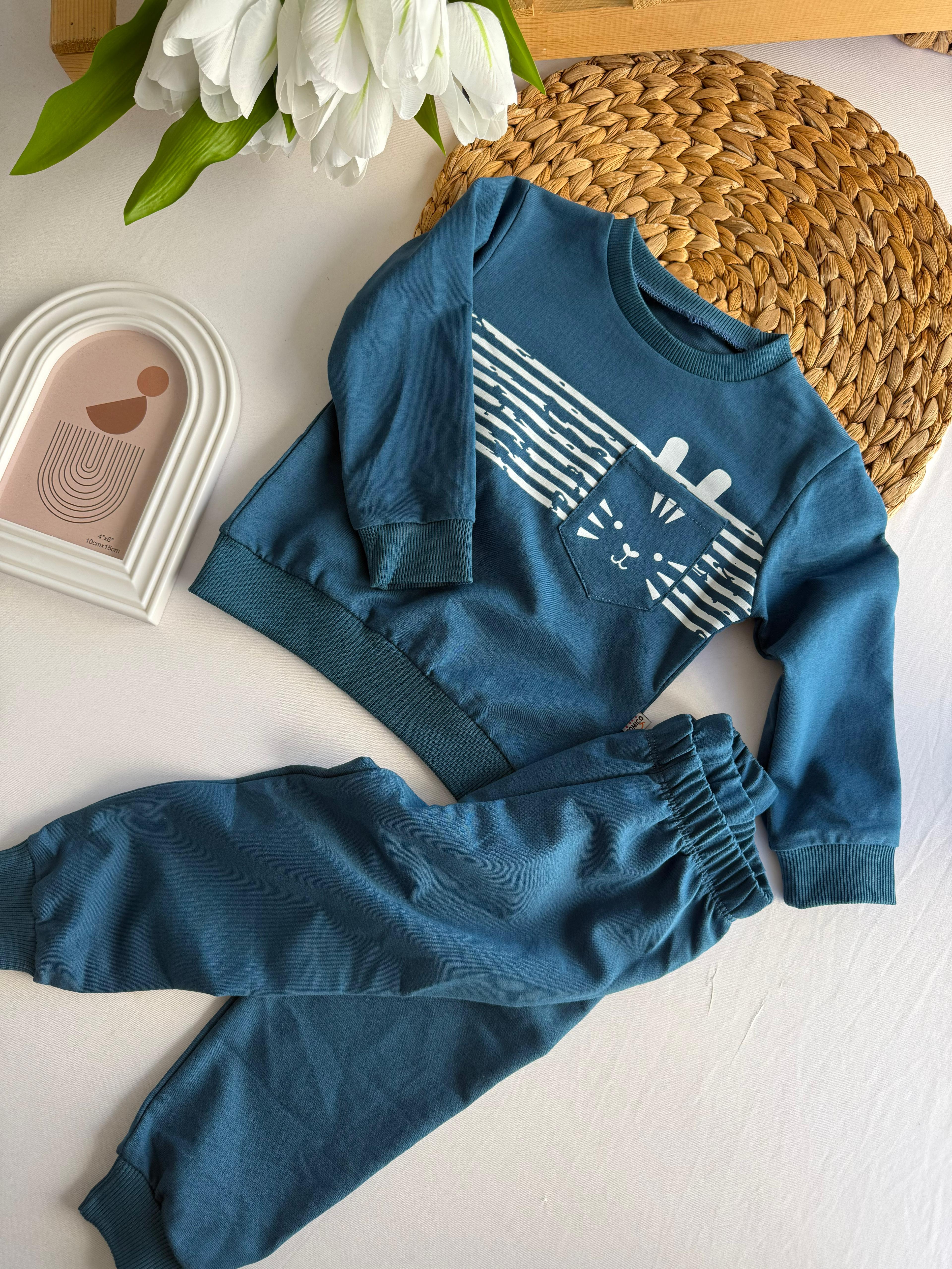 Erkek Çocuk Mavi Çizgili Takım