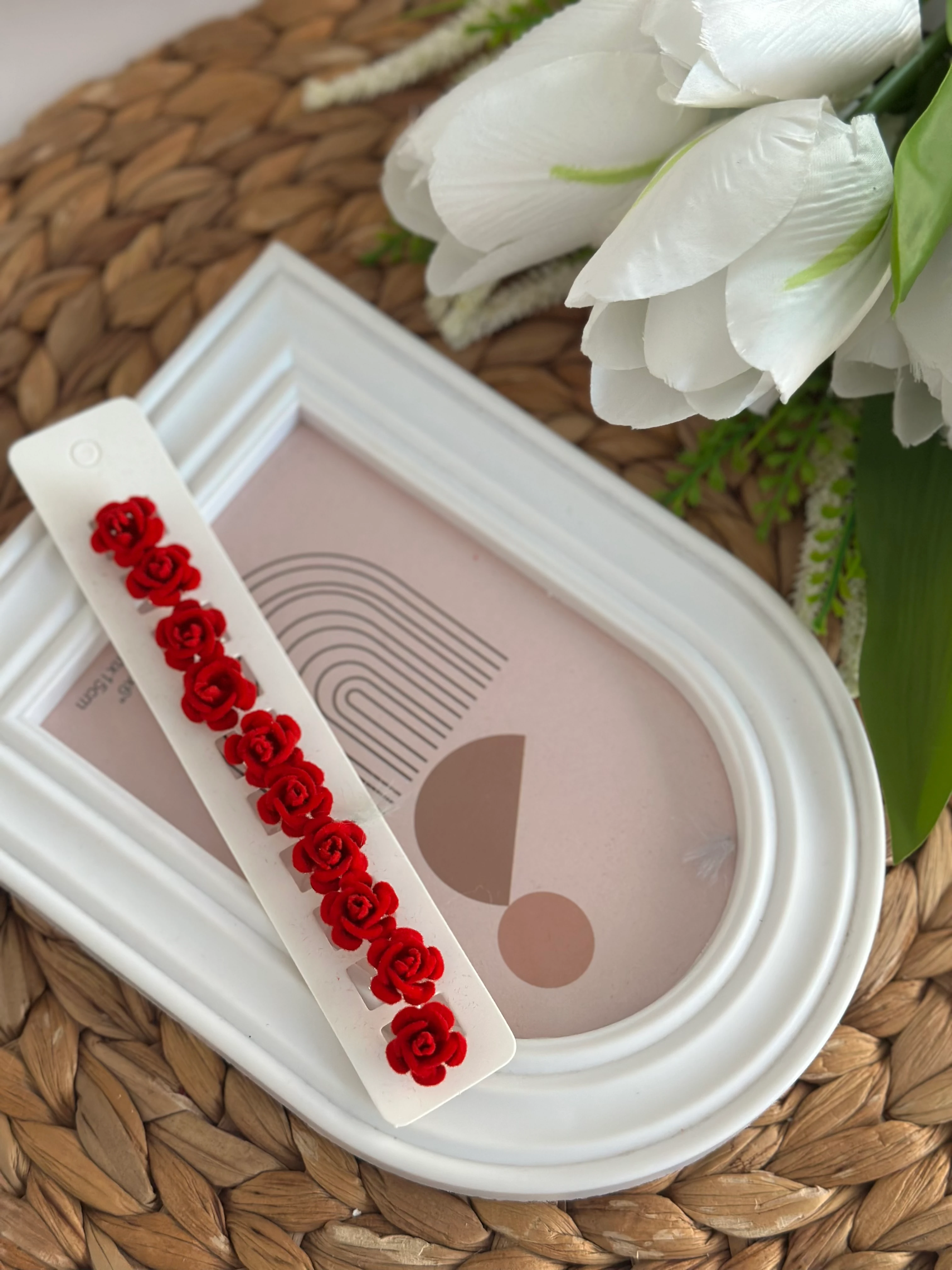 Kırmızı Gül 10'lu Charm Saç Yüzüğü