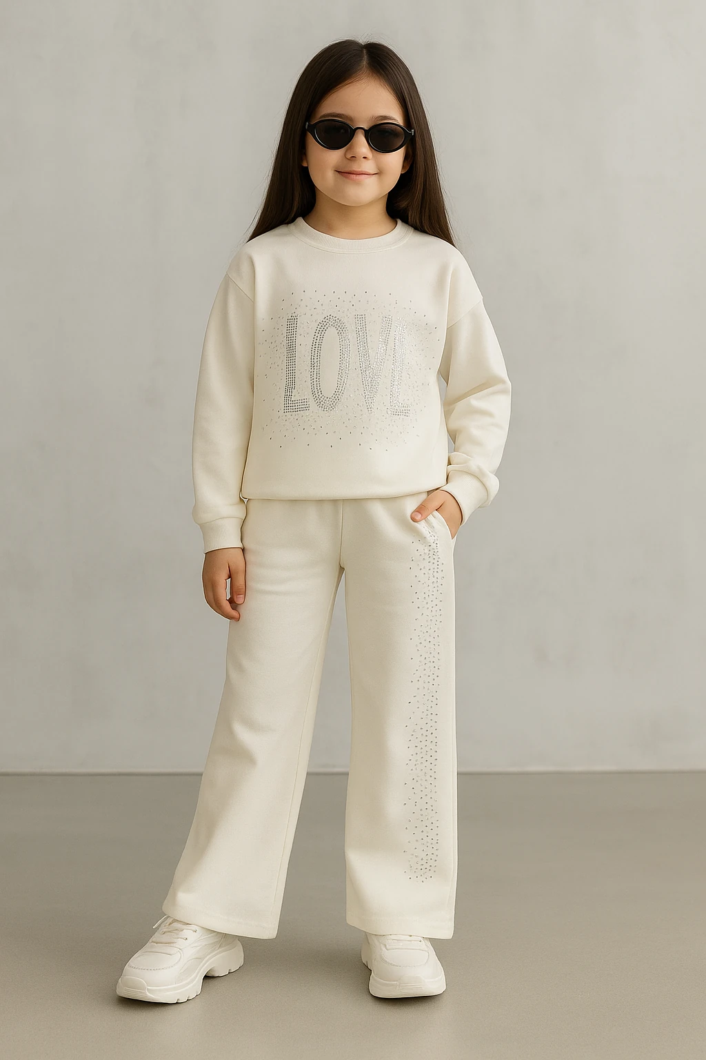 Kız Çocuk Beyaz  Oysho Kumaş Takım