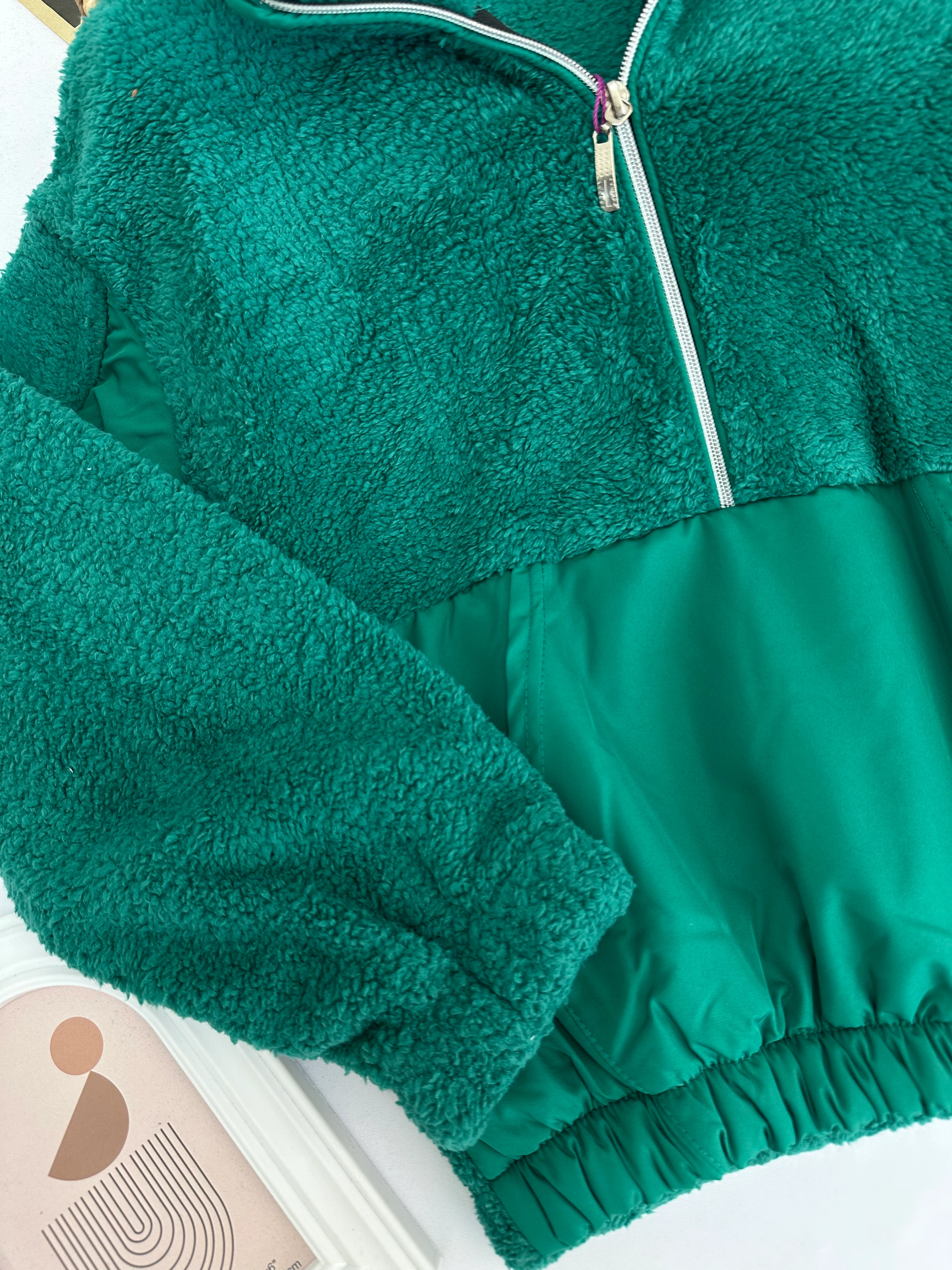 Kız Çocuk Yeşil Peluş Fermuarlı Sweat