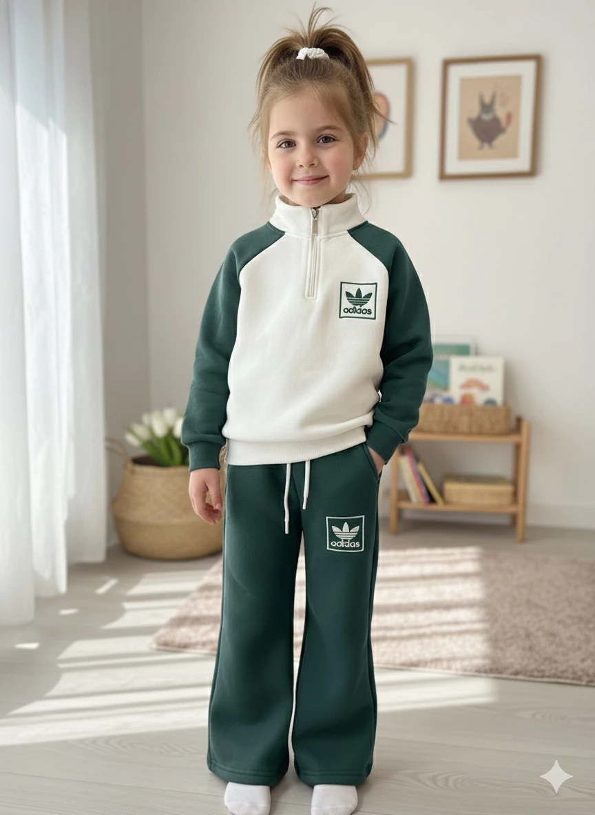 Kız Çocuk Yeşil Çizgili 2’li Takım