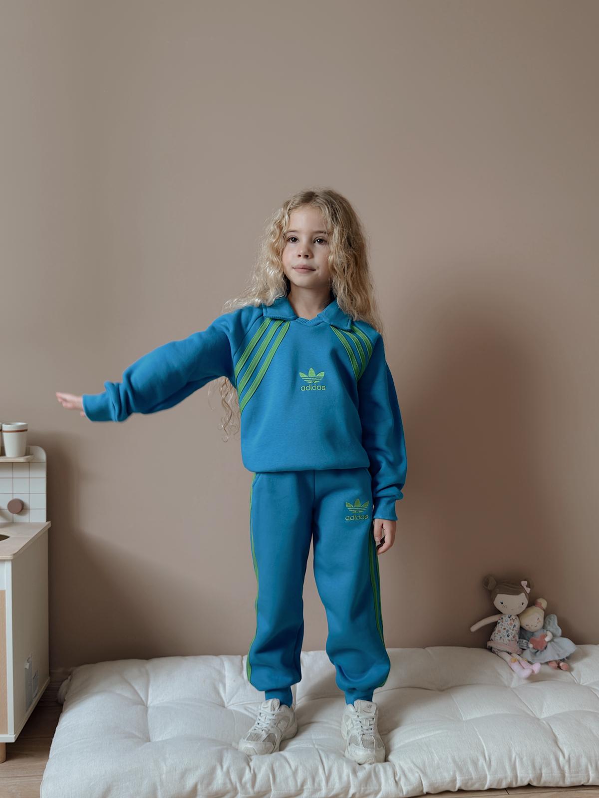 Kız Çocuk Mavi Yeşil  Çizgili Takım