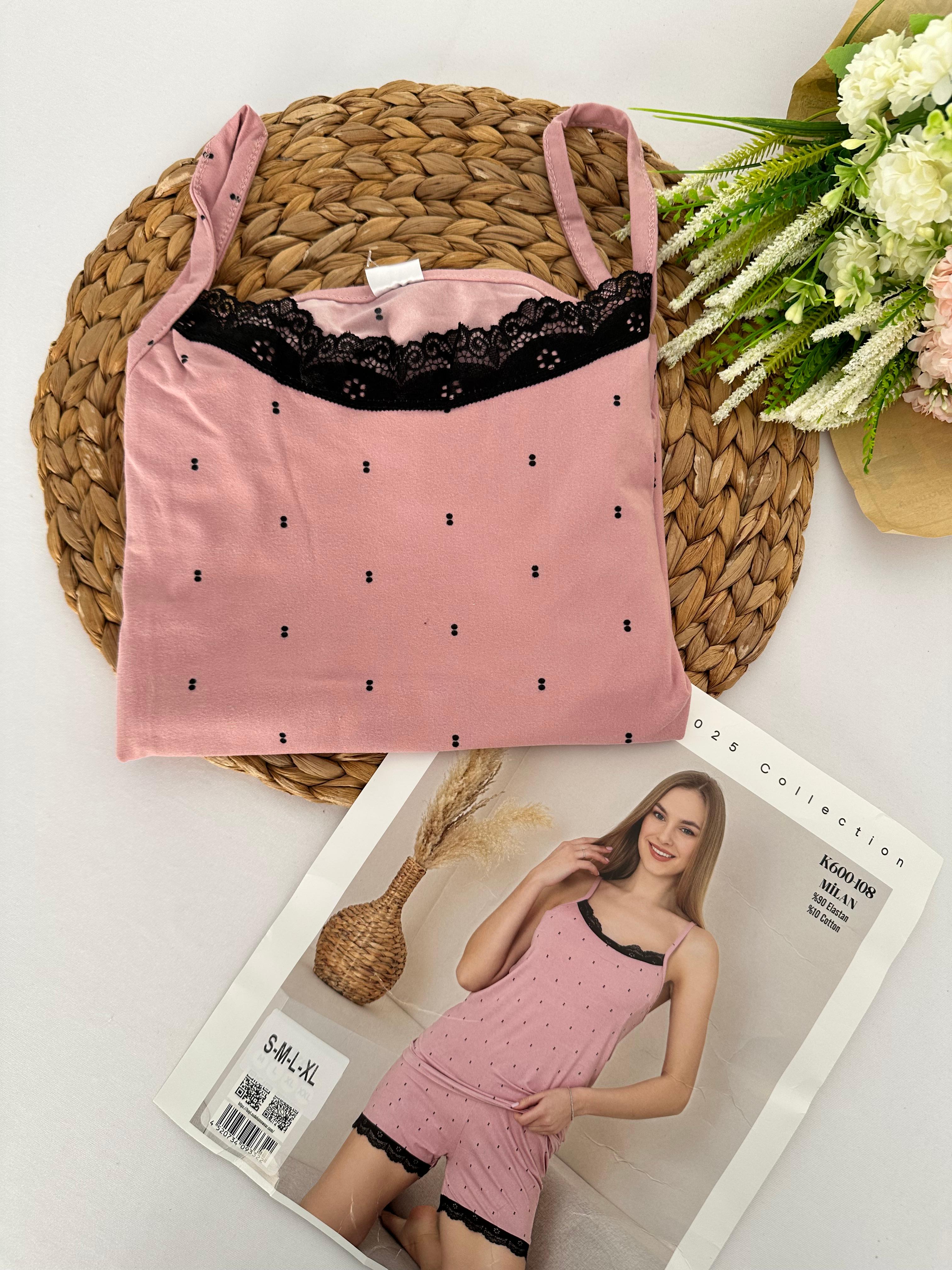 Pudra Benekli Kadın Pijama Takımı