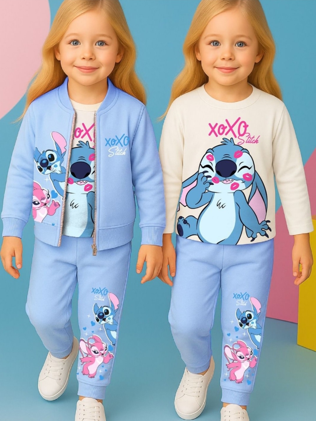 Kız Çocuk Mavi Stitch 3'lü Takım