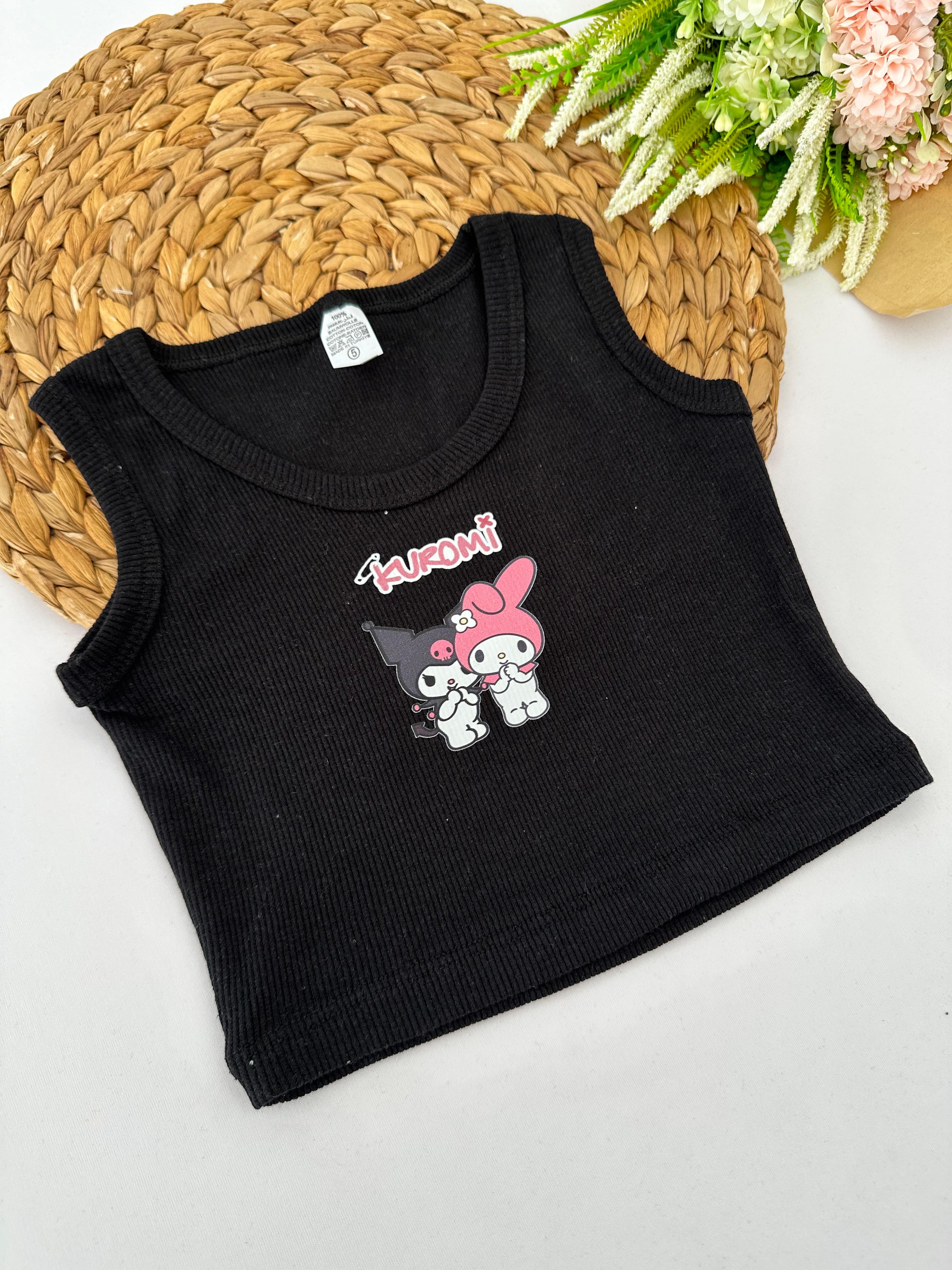 Kız Çocuk Siyah Kuromi My Melody Crop