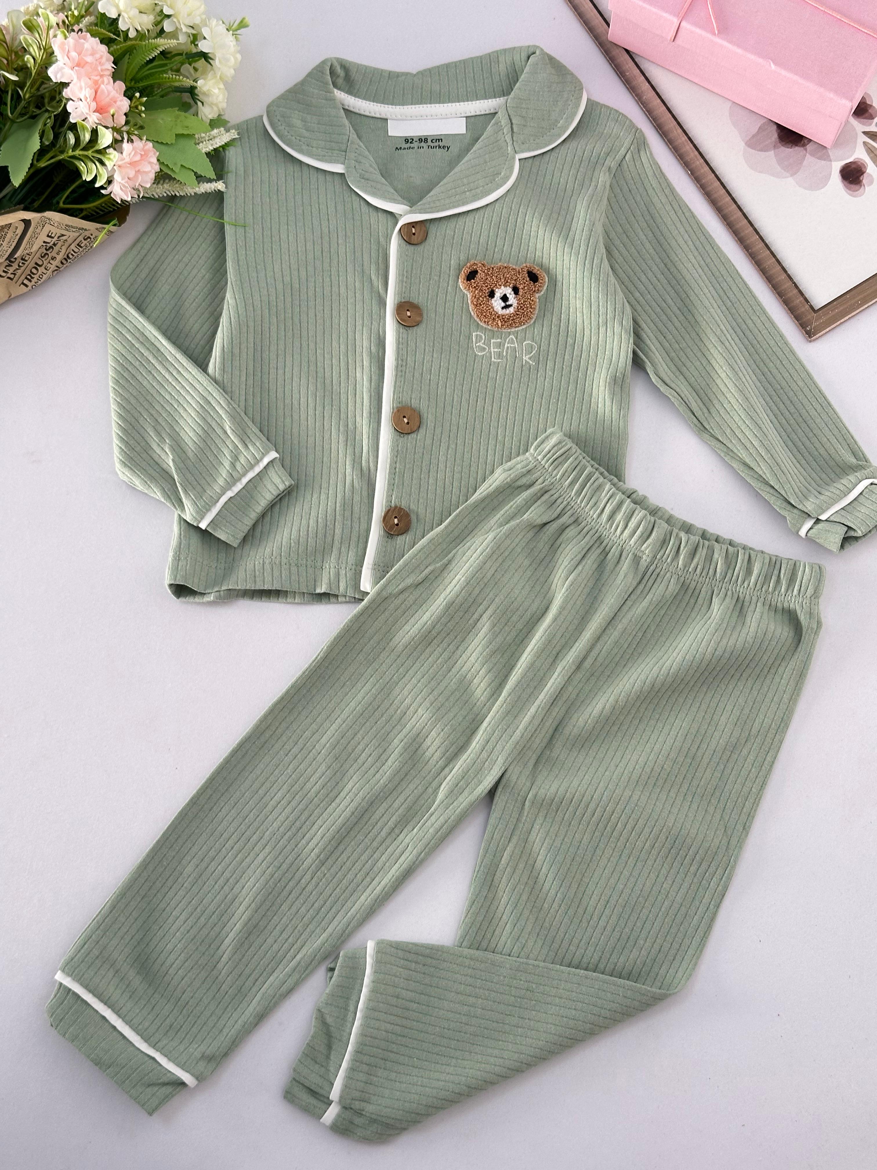 Erkek Çocuk Mint Ayıcıklı Pijama Takımı