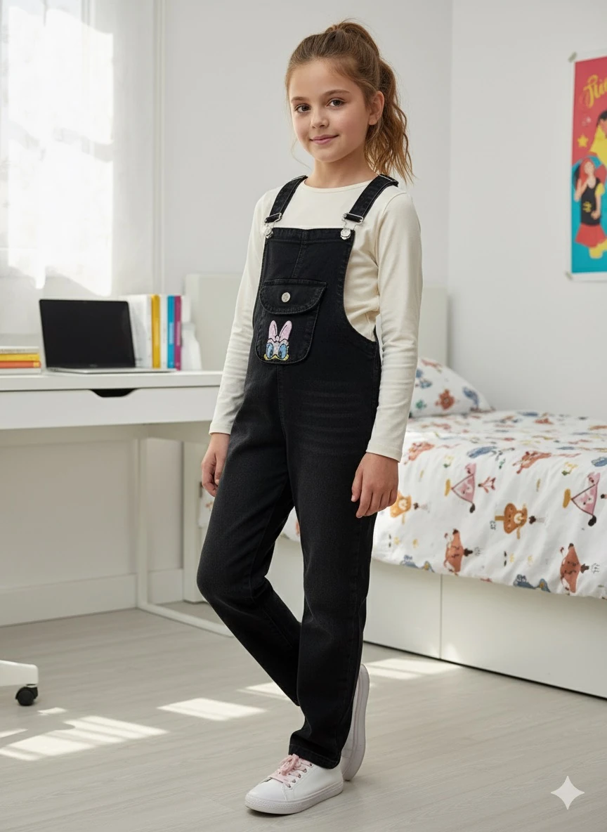 Kız Çocuk Daisy Tek Cep Baskılı Bahçıvan Salopet