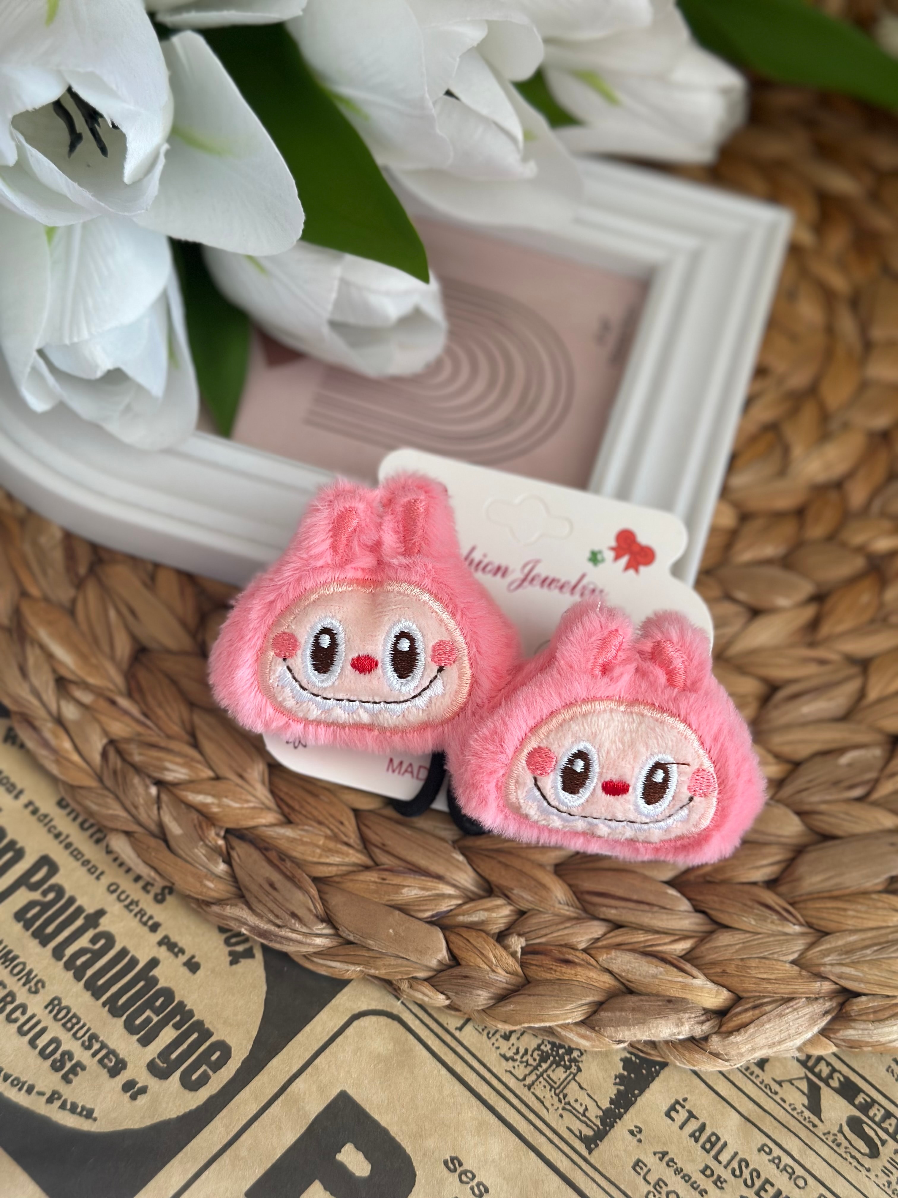 Labubu Fuşya 2'li  Lastikli Toka