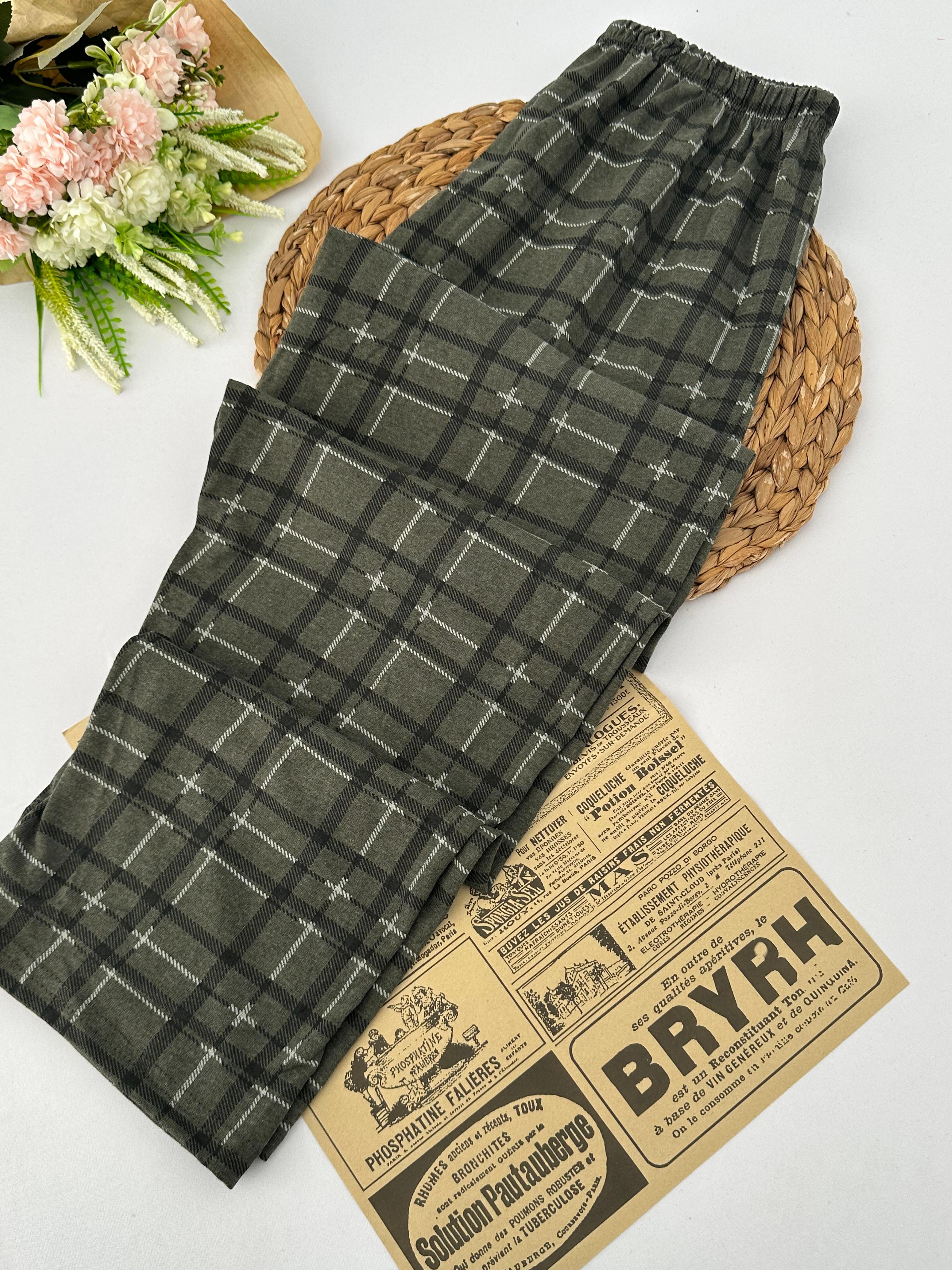 Haki Ekoseli Erkek Pijama Altı