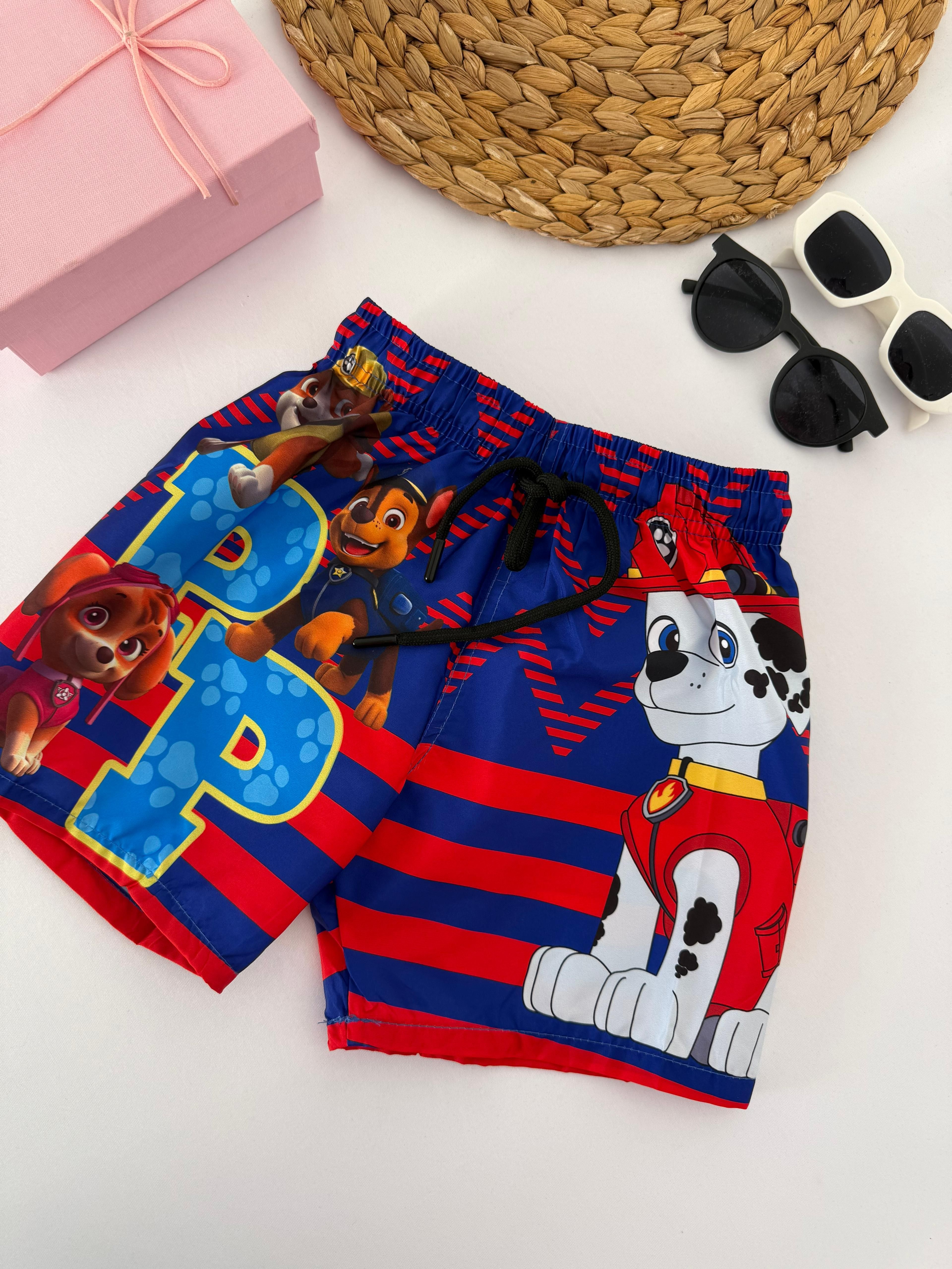 Erkek Çocuk Lacivert Çizgili Paw Patrol Deniz Şortu