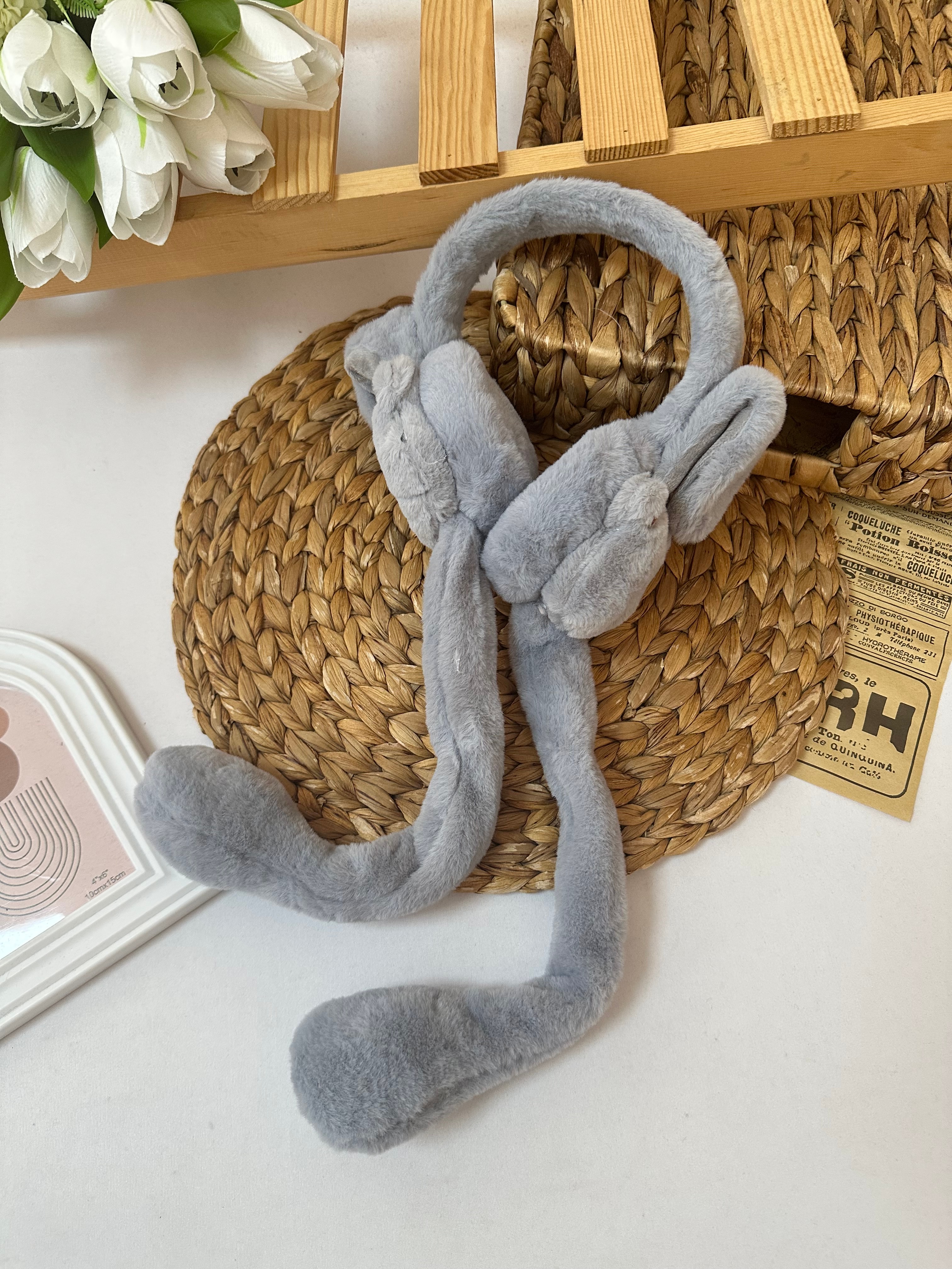 Kız Çocuk Gri Hareketli Peluş Kulaklık