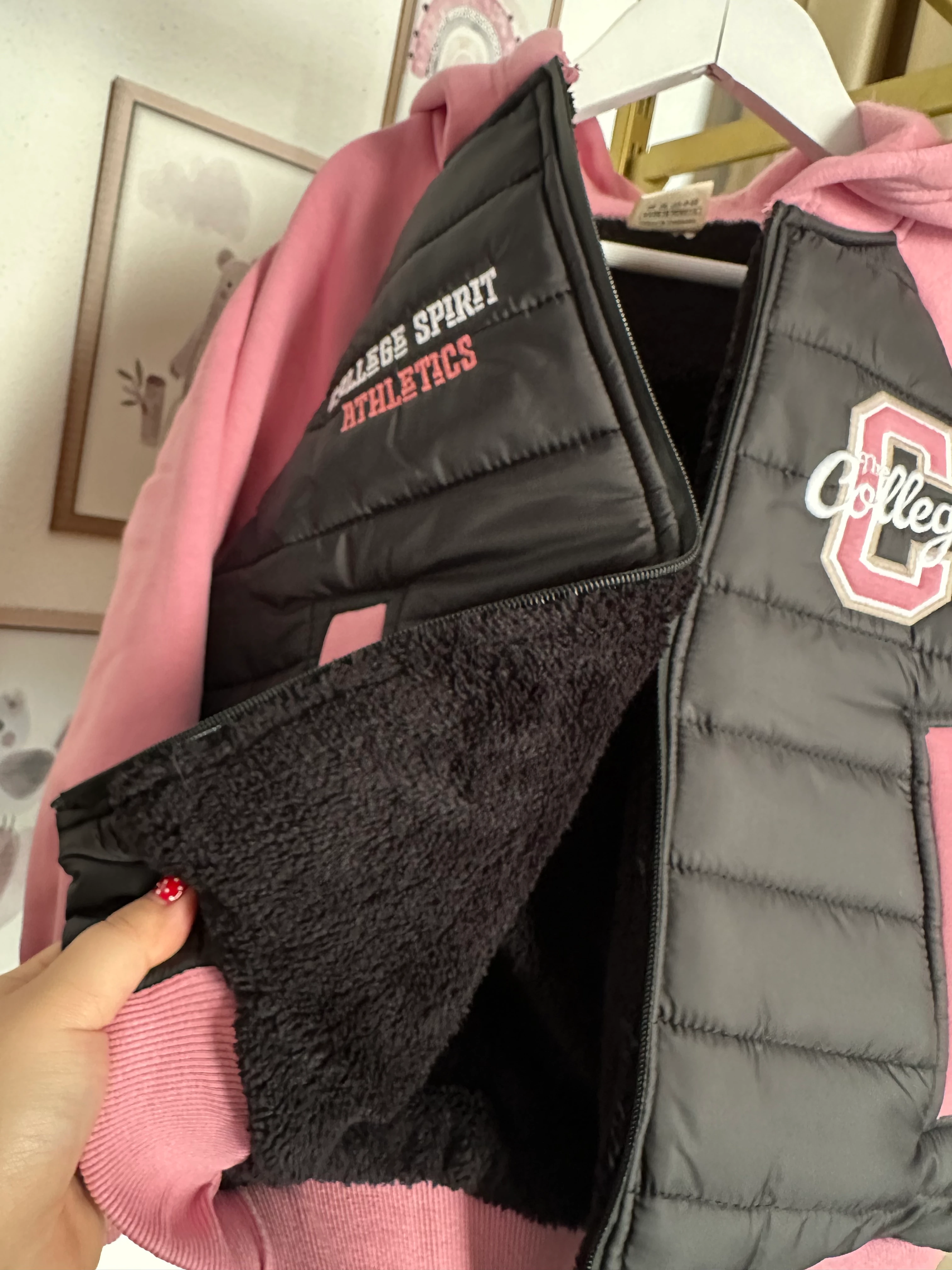 Kız Çocuk Siyah Pembe Şişme Mont Ceket