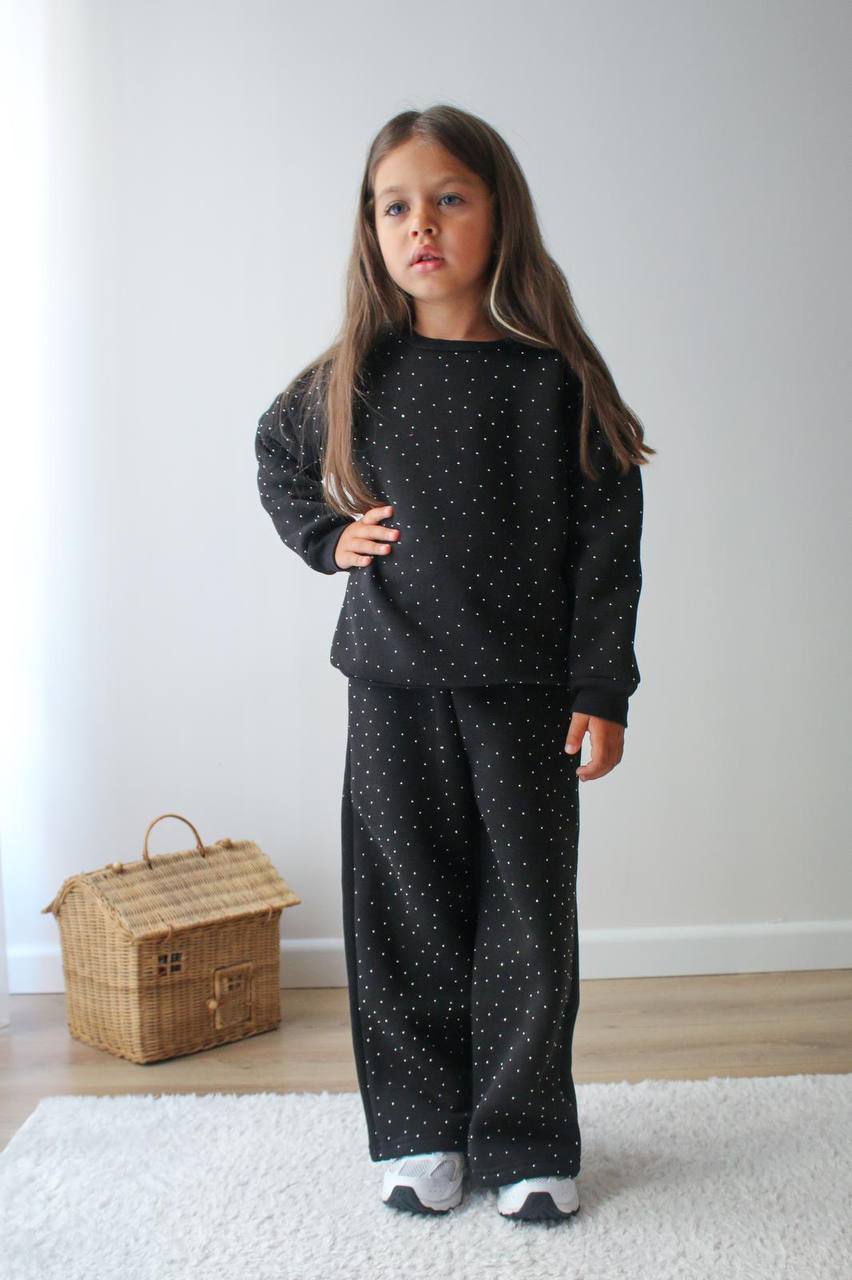 Kız Çocuk Siyah Taşlı  Alt-Üst Takım