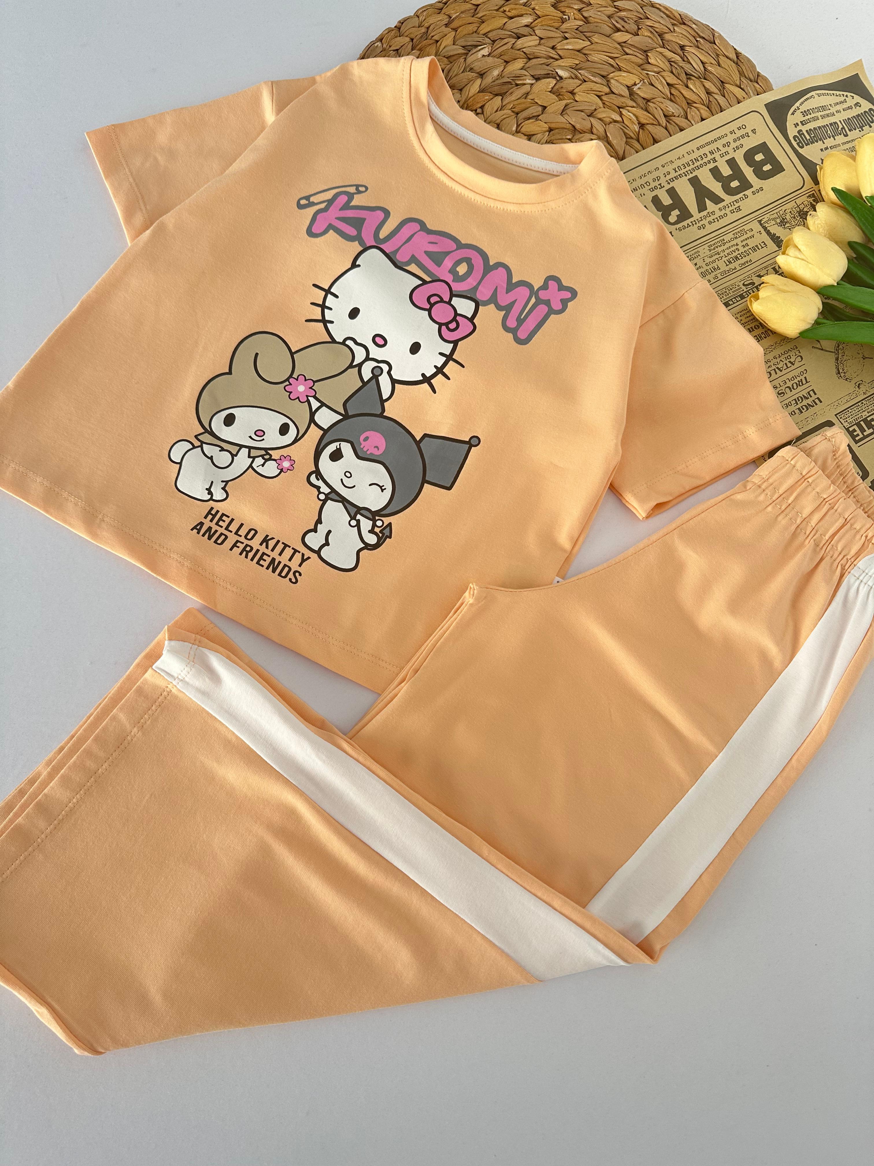 Kız Çocuk Somon Kuromi Hello Kitty Takım