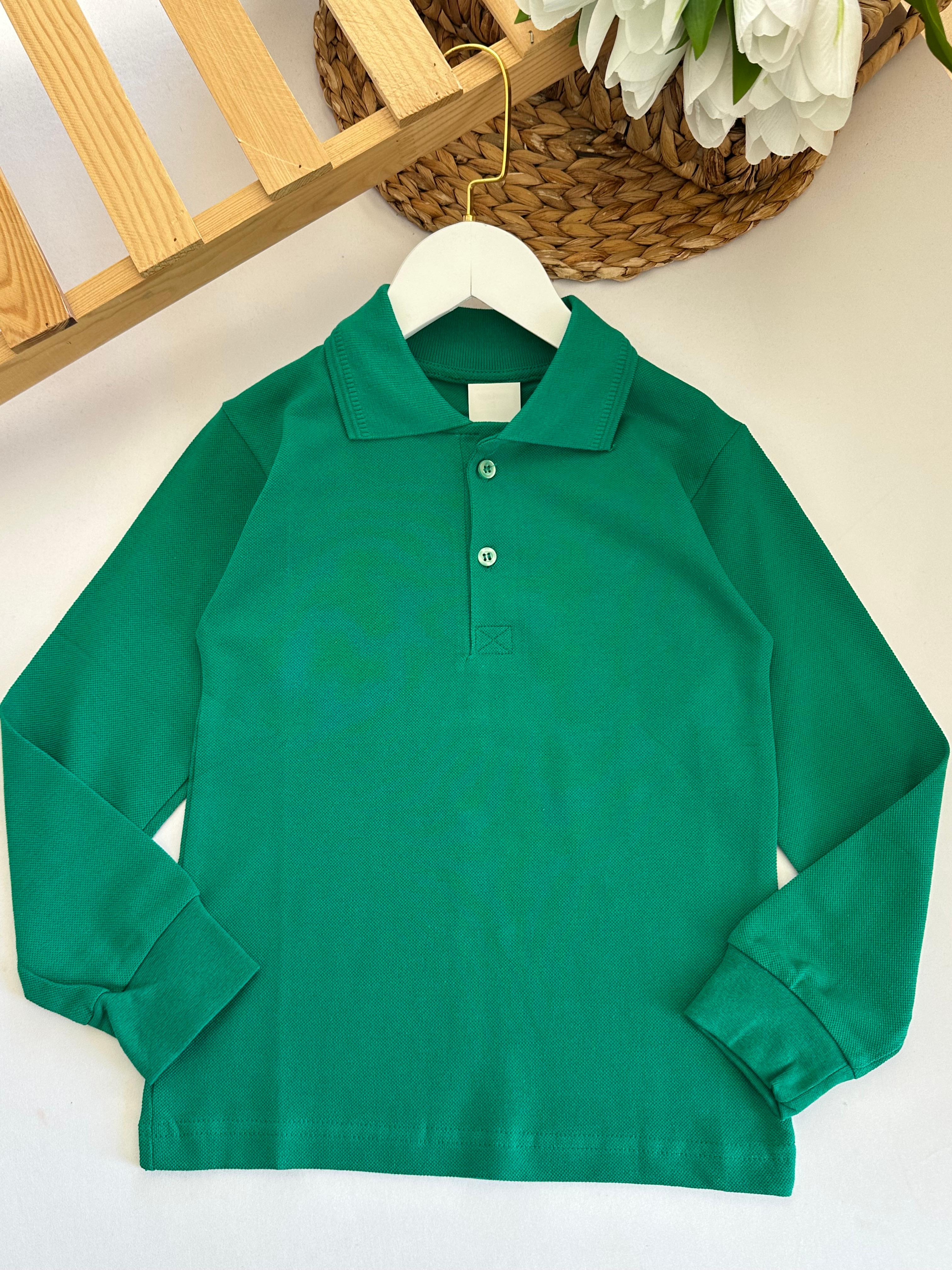 Yeşil Uzun Kollu Lacoste Tişört 
