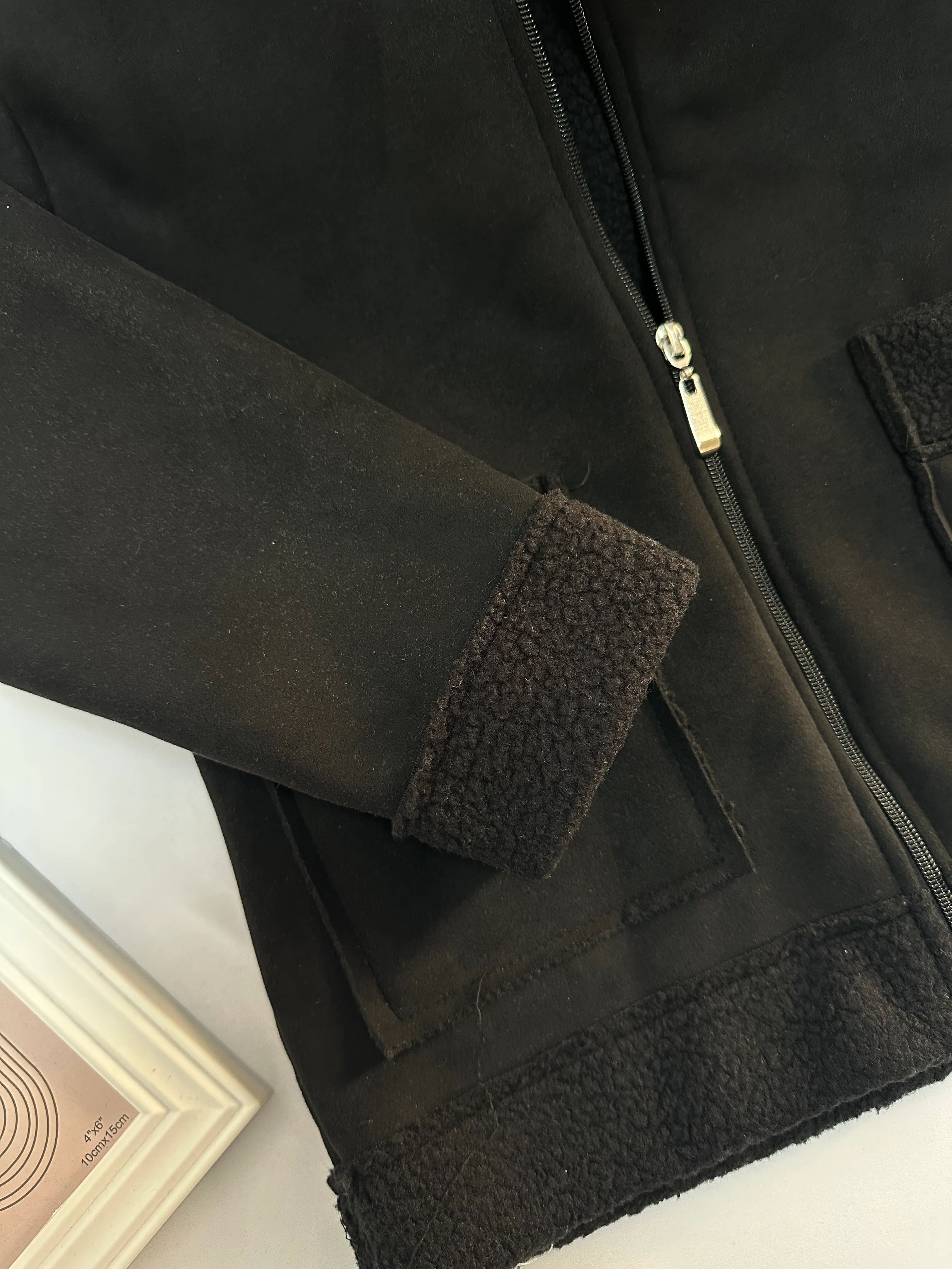 Erkek Çocuk Siyah İçi Yünlü Süet Mont