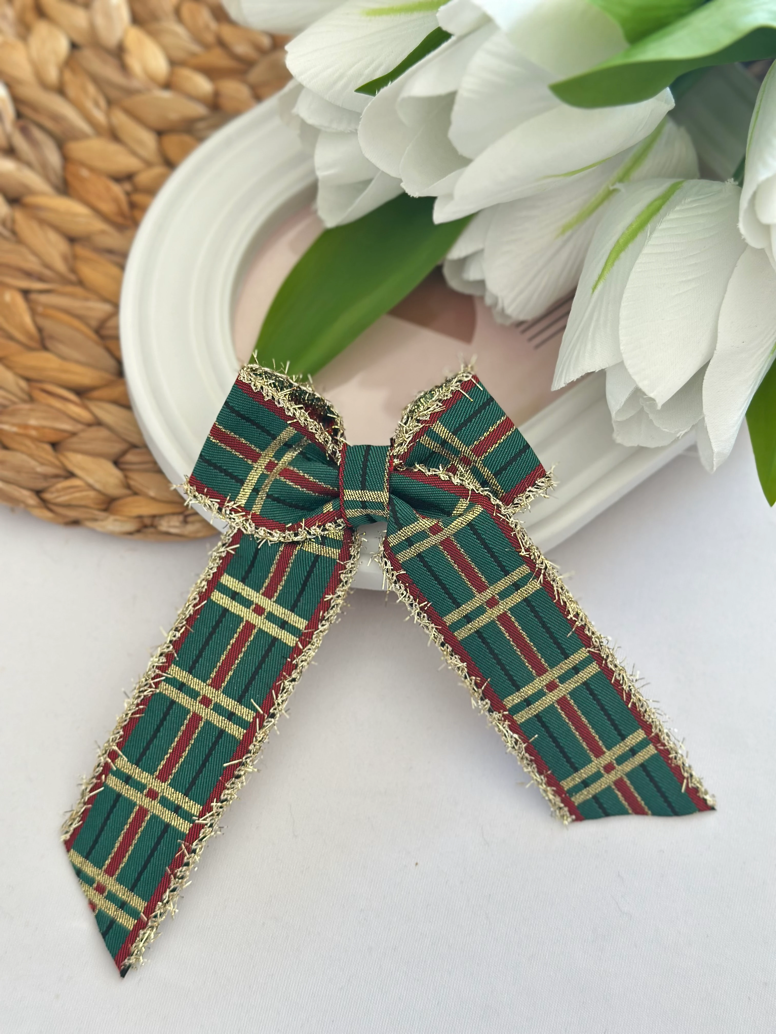 Kırmızı Yeşil Simli Fiyonk Toka