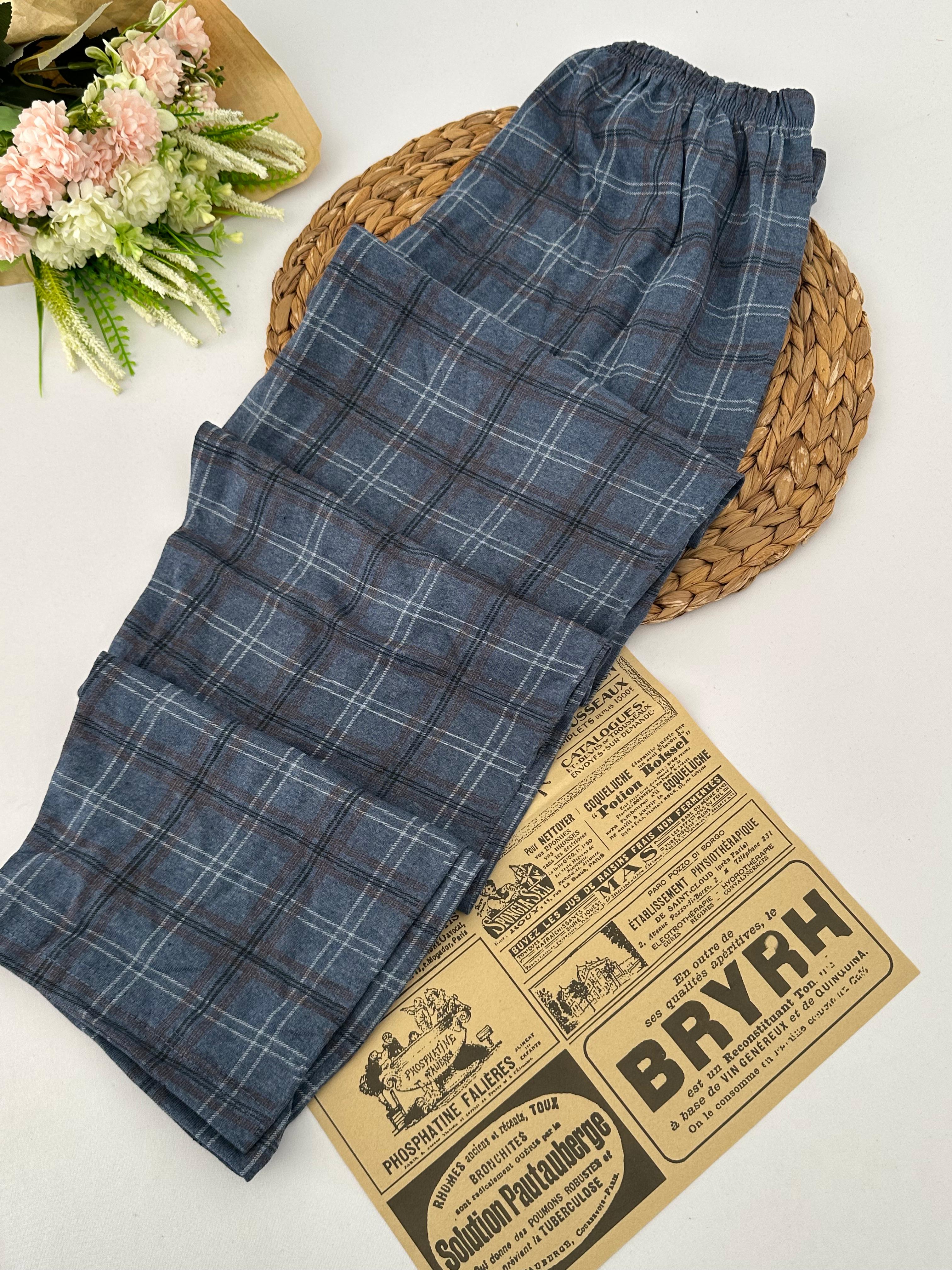 Koyu Mavi Ekoseli Erkek Pijama Altı