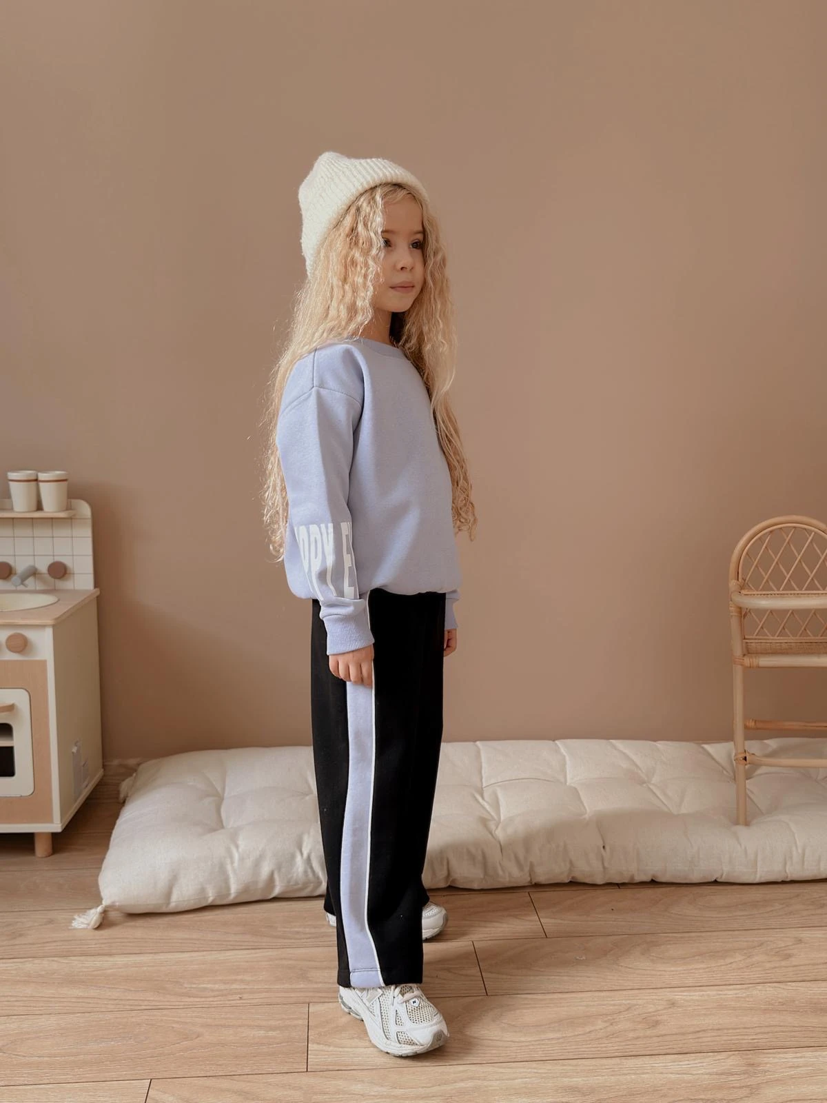 Kız Çocuk Lila Happy Baskılı Alt-Üst Takım