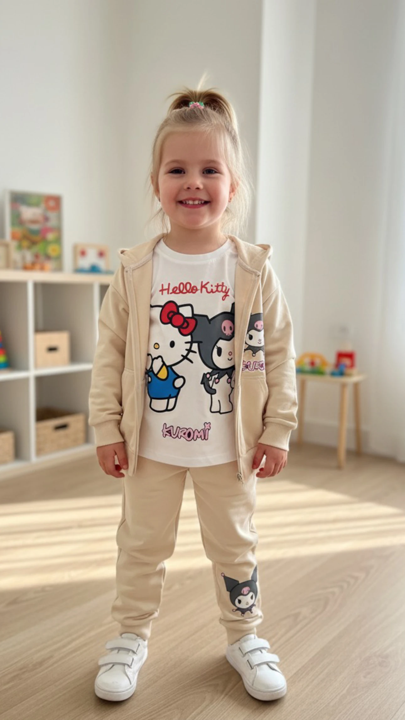 Kız Çocuk Bej Kuromi 3 lü Takım 