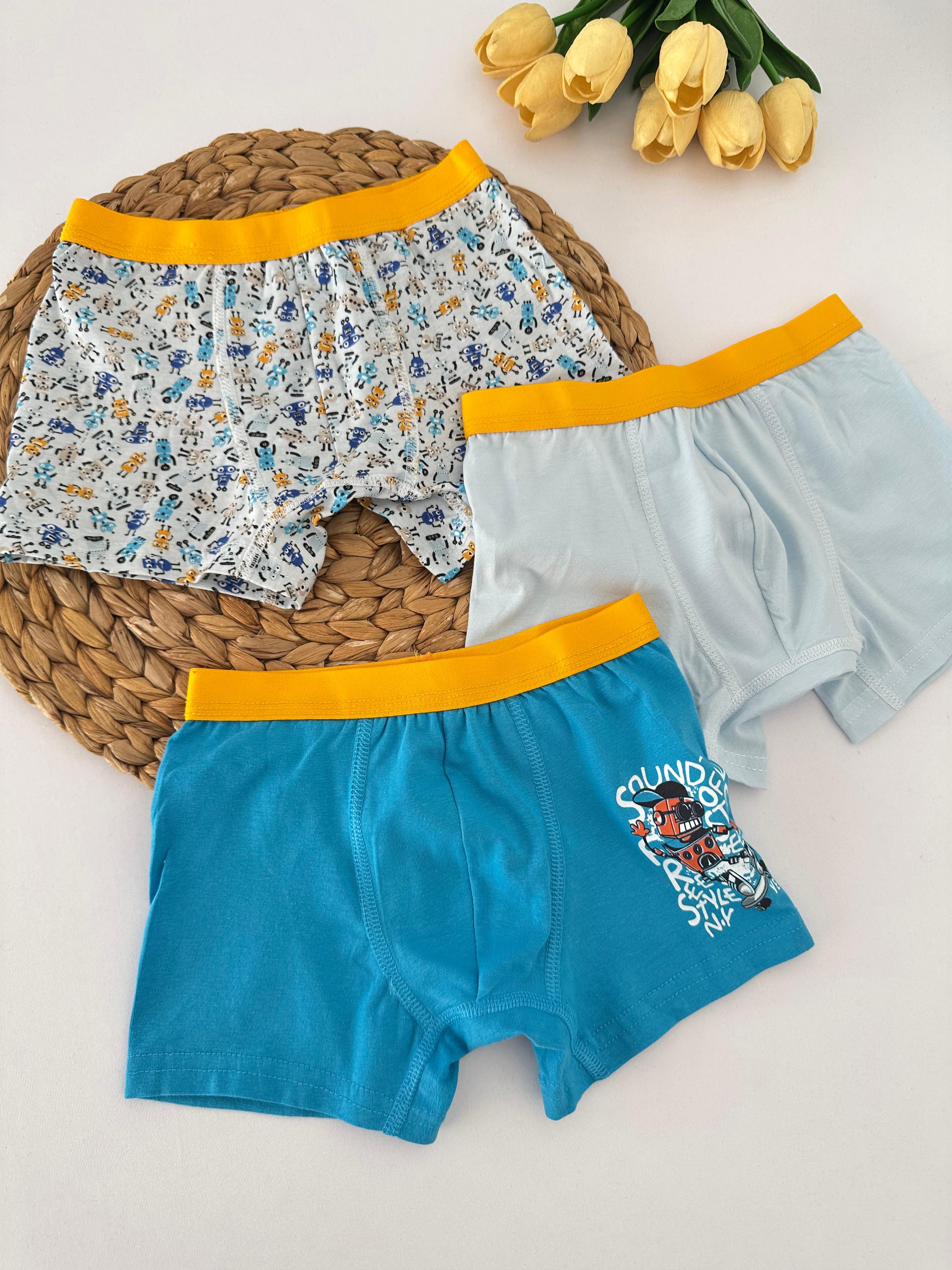 Erkek Çocuk Robot Desenli 3’lü Boxer Set