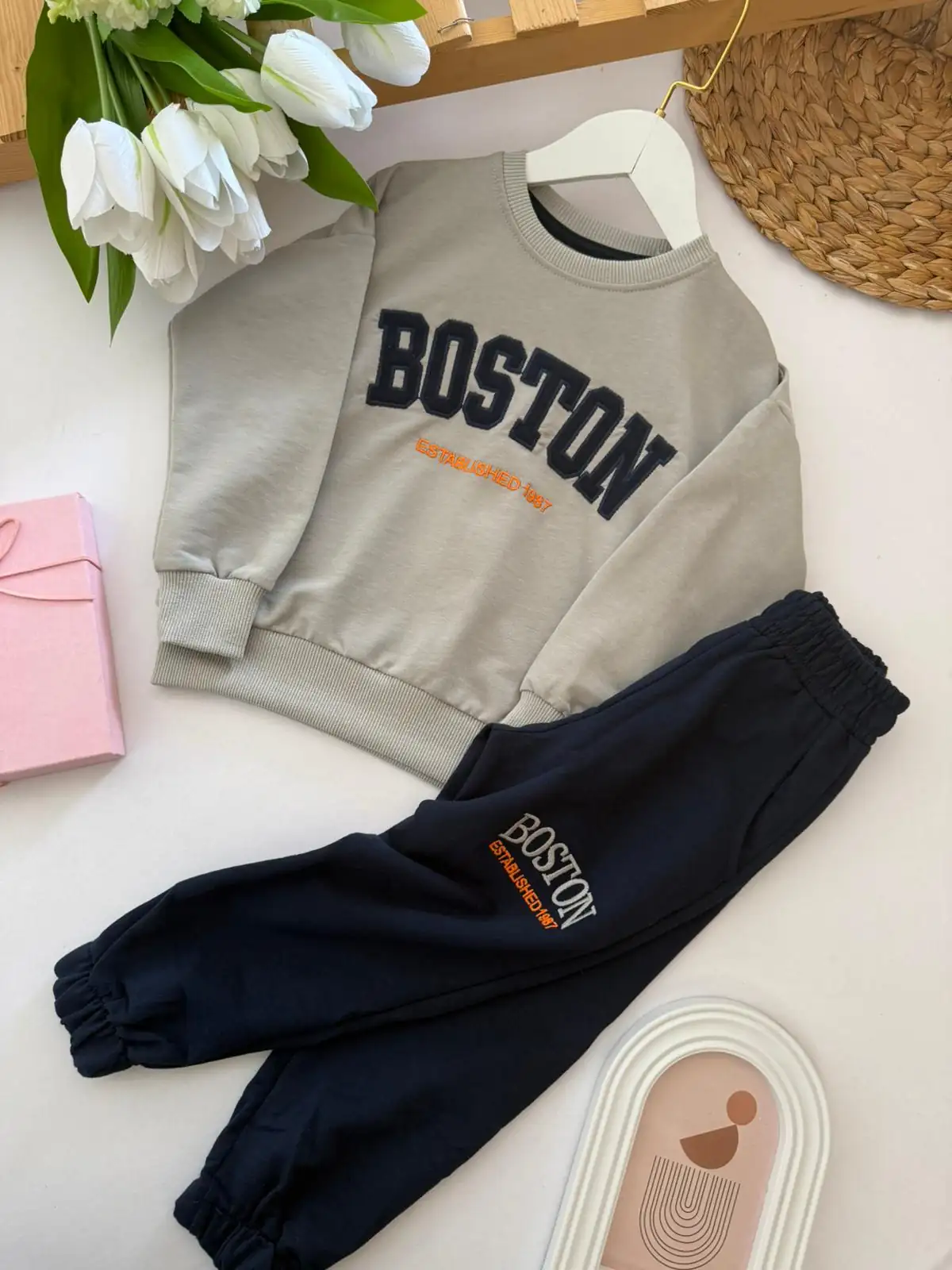 Erkek Çocuk Gri Boston 2 li Takım