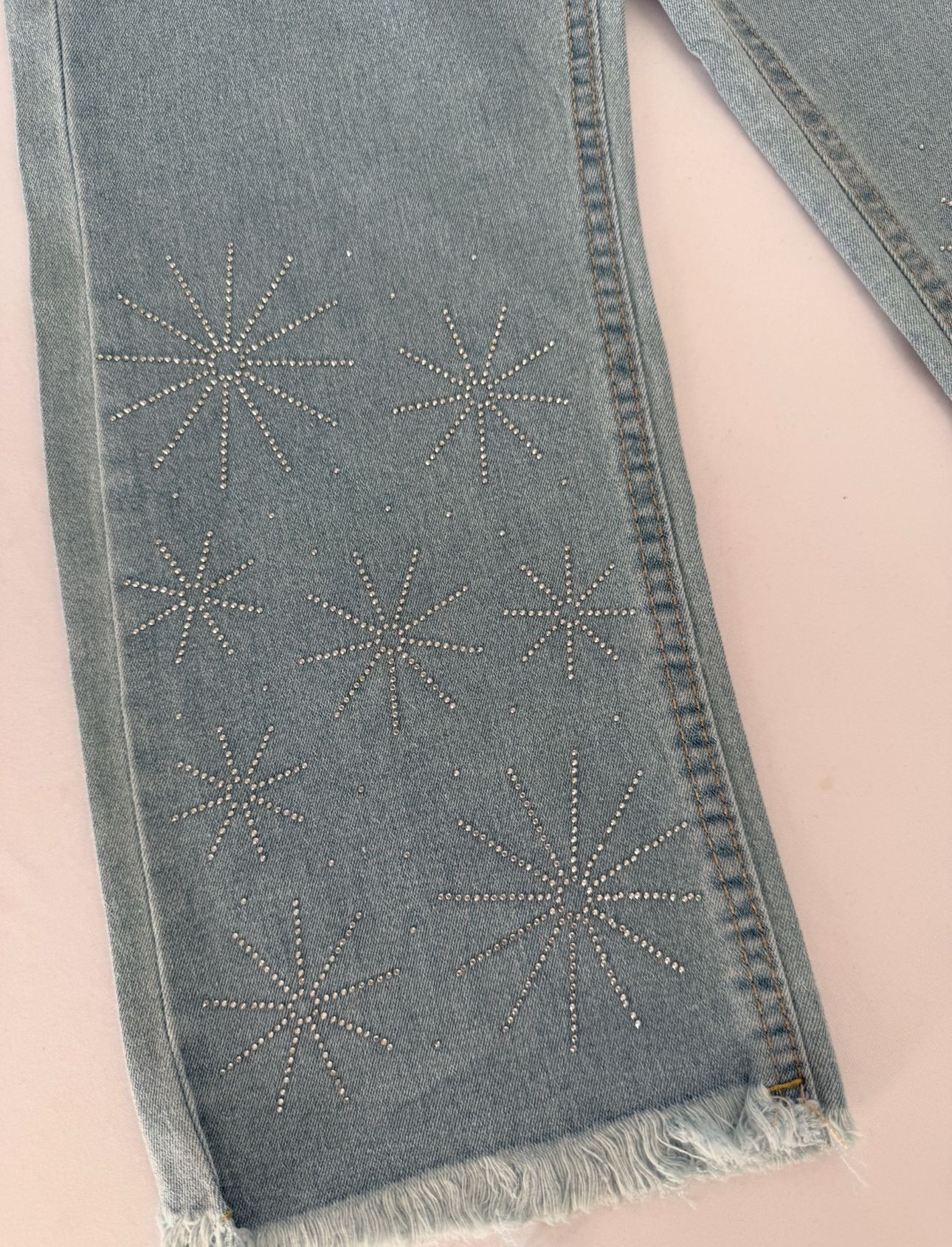 Kız Çocuk Mavi Taşlı Kot Pantolon