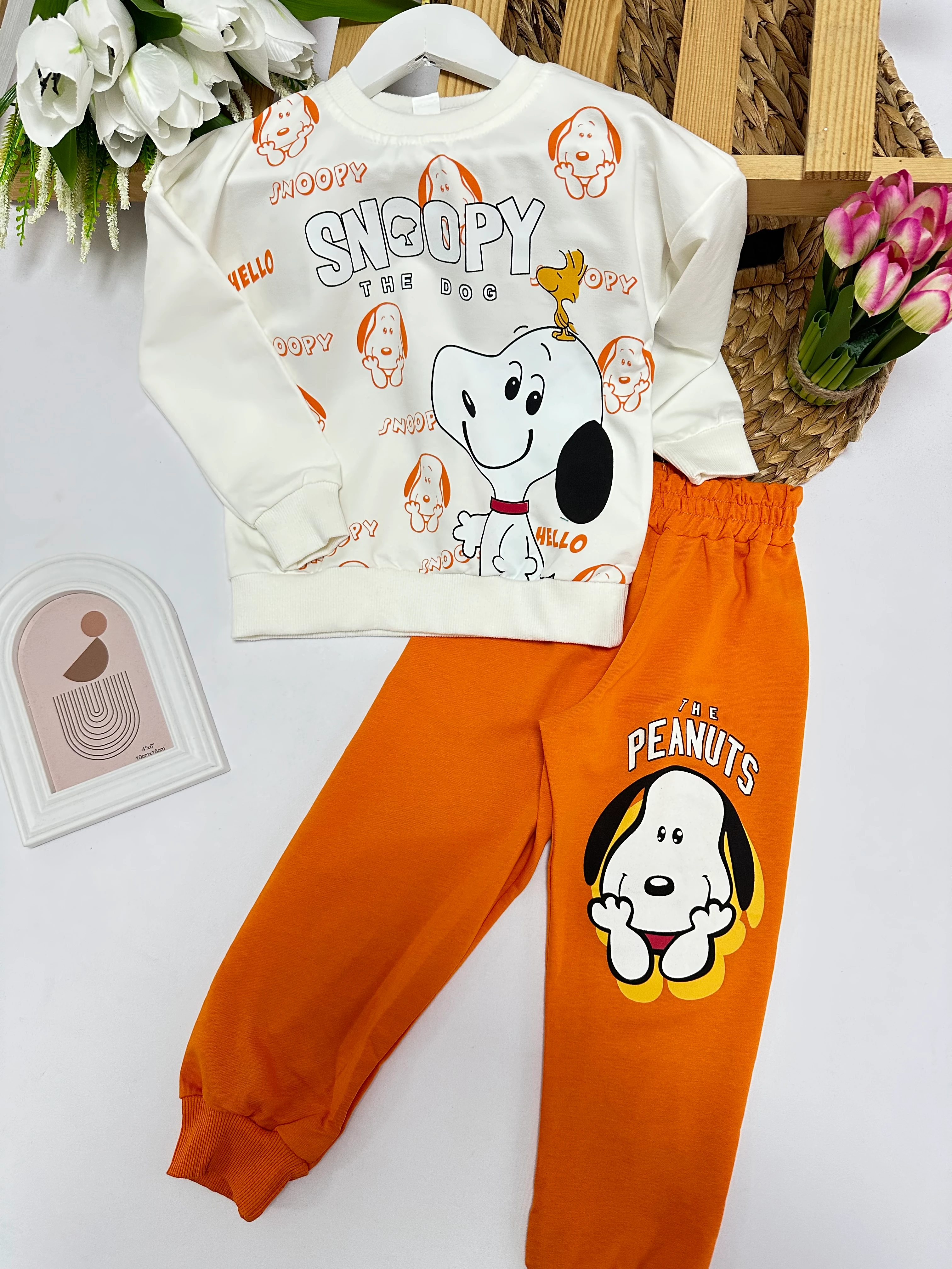 Erkek Çocuk Turuncu Snoopy Takım