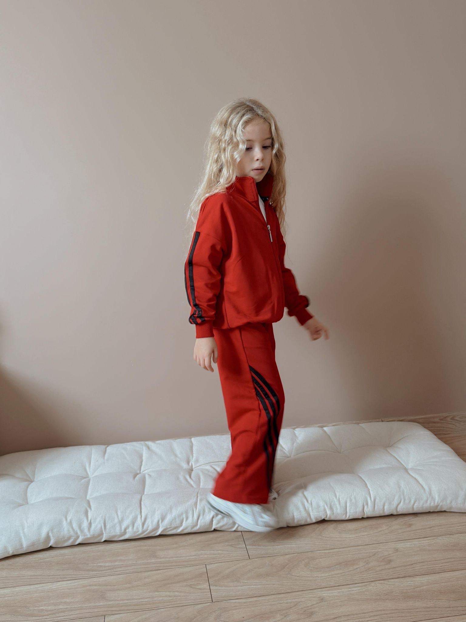 Kız Çocuk Kırmızı Çizgili 2’li Takım