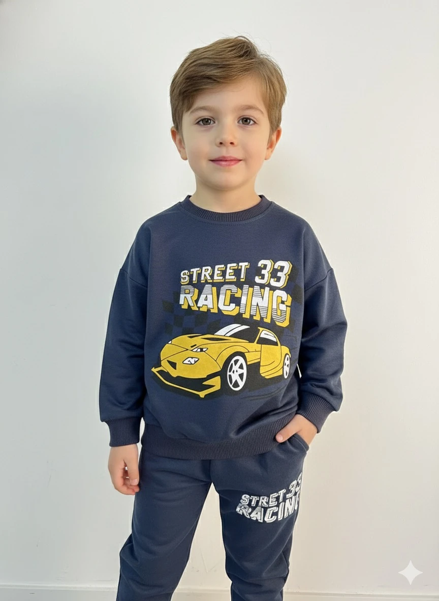 Erkek Çocuk Lacivert Street Baskılı Takım